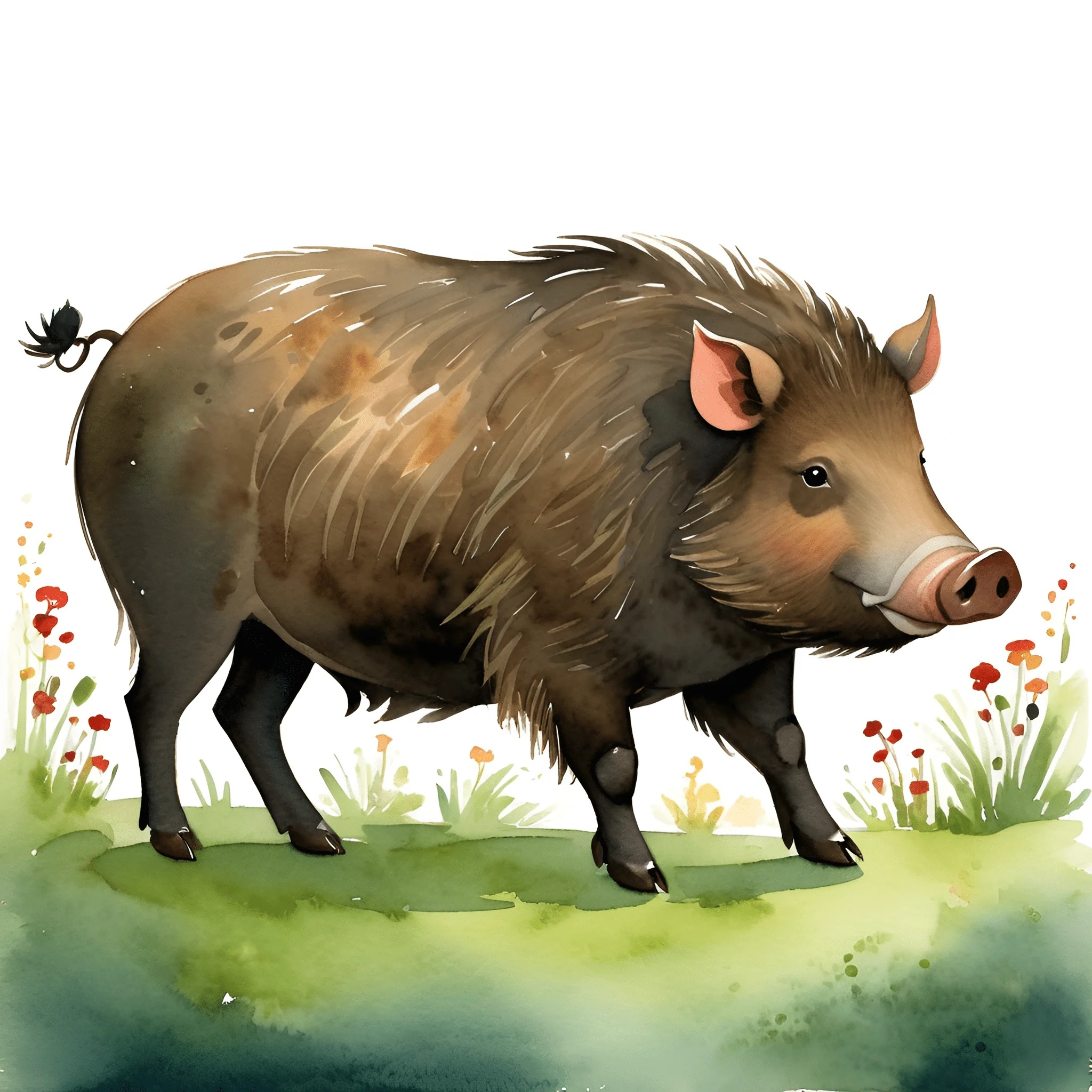 Watercolor Illustration of a Wild Boar - Free Download - AI Scribbles