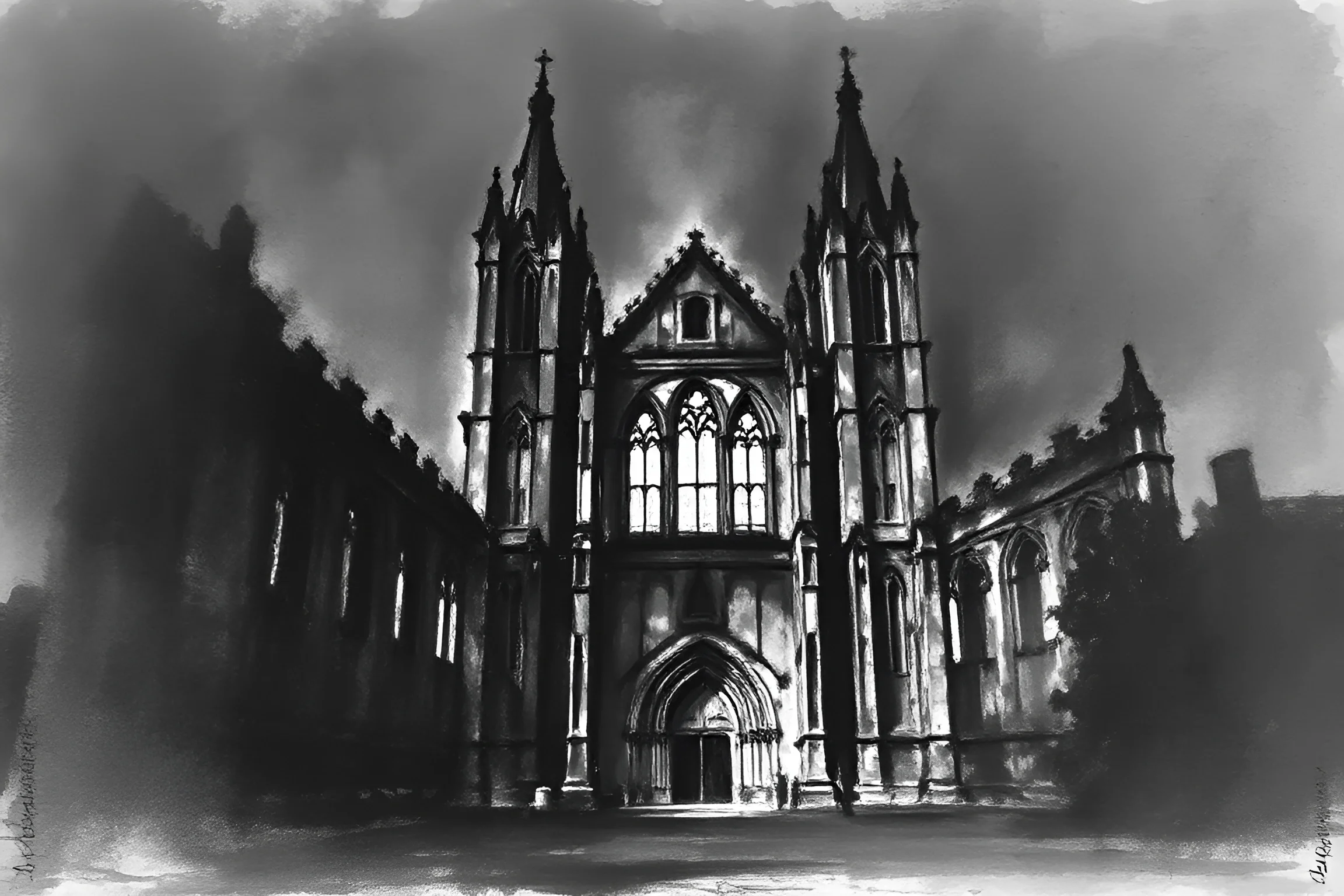 Gothic Cathedral Under Dramatic Sky - Free Download - AI Scribbles