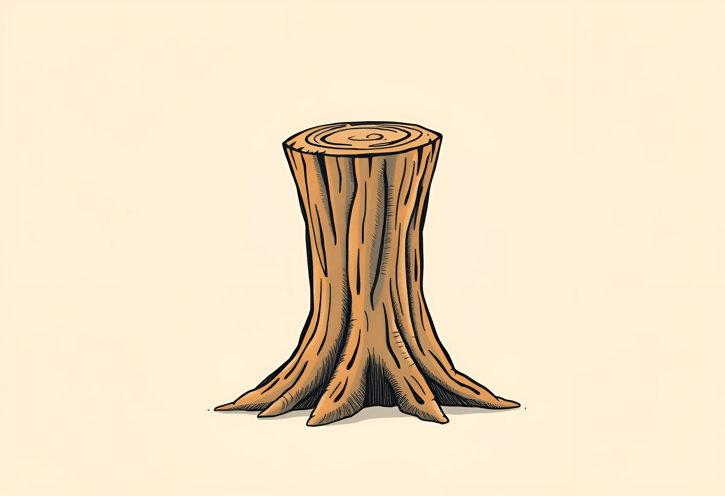 Illustrated Tree Stump With Roots - Free Download - AI Scribbles