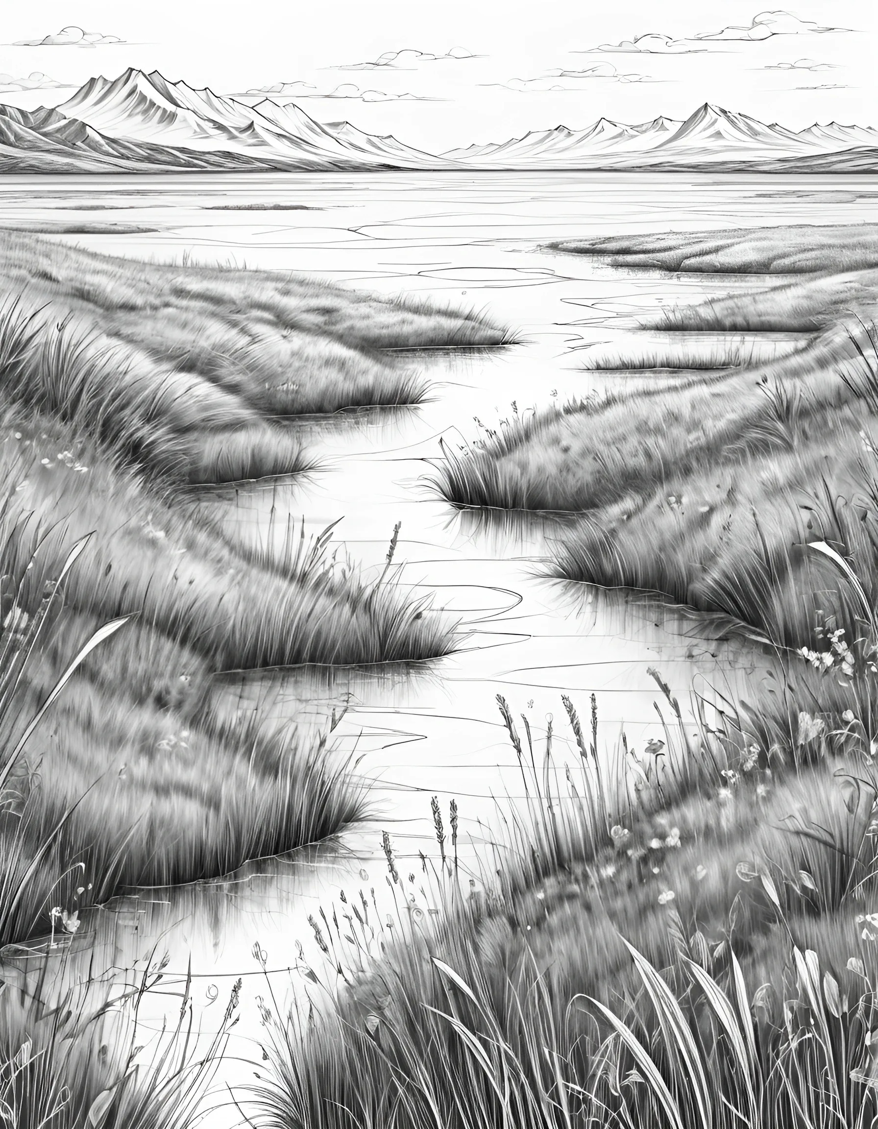 Serene Black and White Landscape - Free Download - AI Scribbles