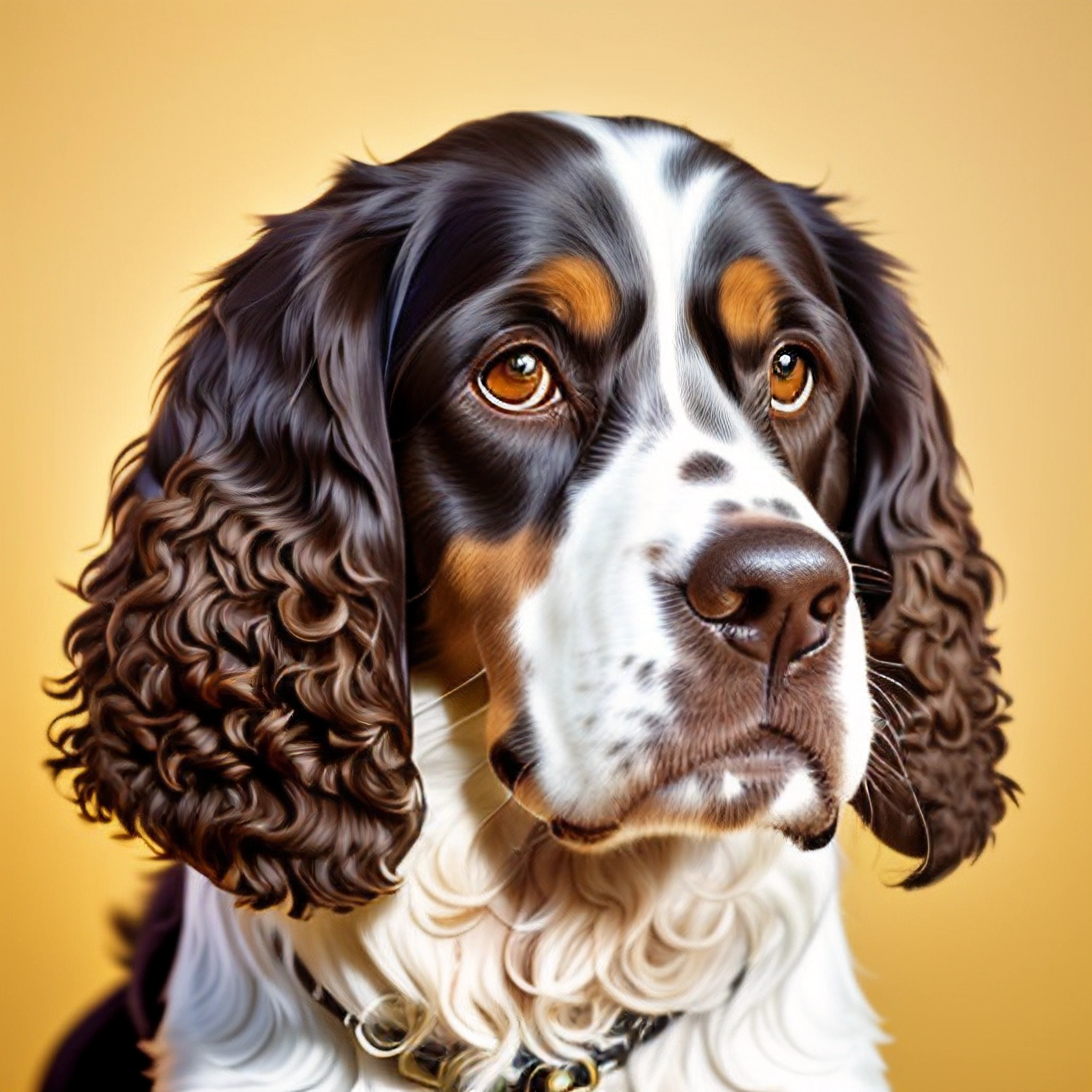 painting of a dog with a collar and collar around it's neck