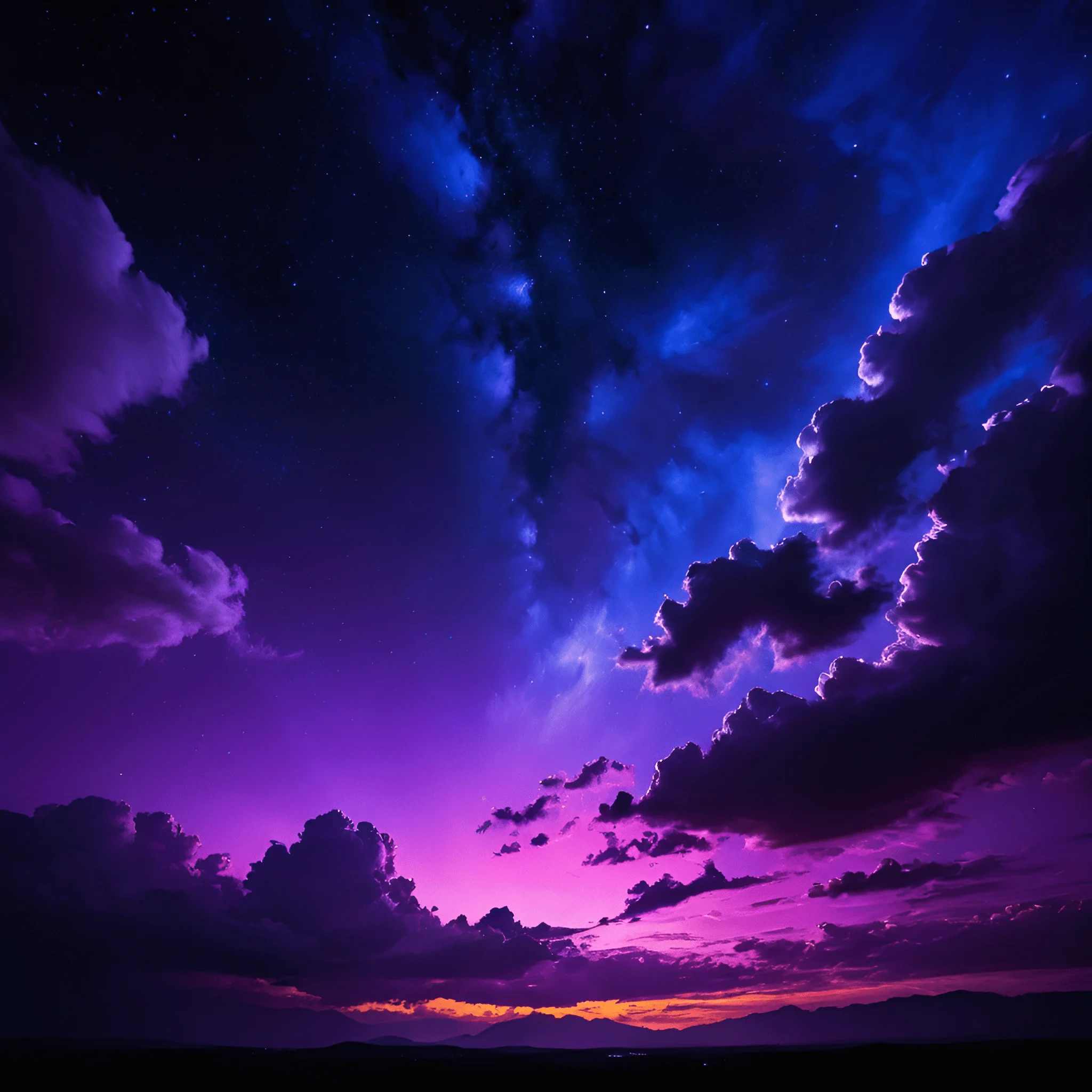 Vibrant Sunset Sky with Clouds and Stars - Free Download - AI Scribbles