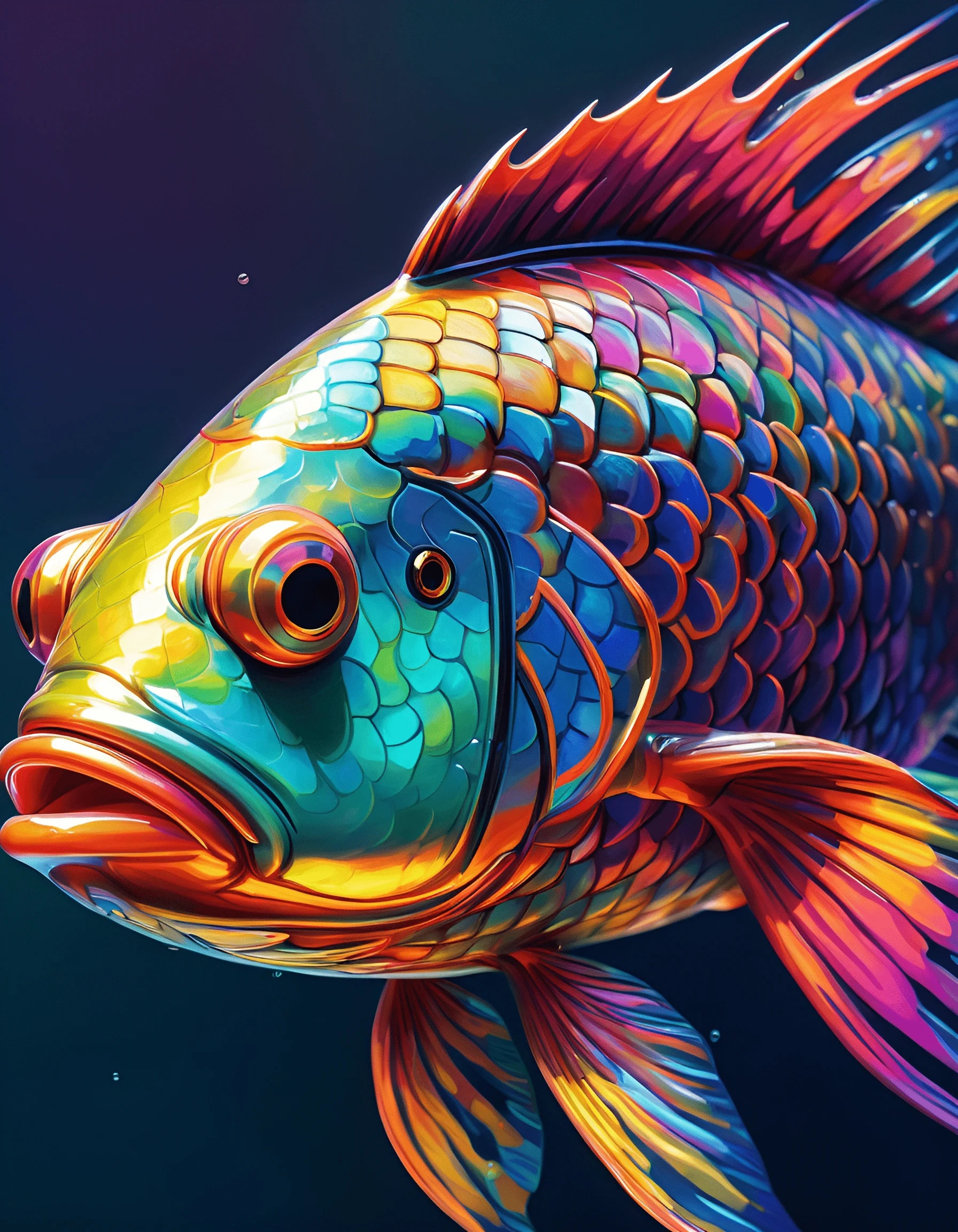 Vibrant Digital Art of a Fish - Free Download - AI Scribbles