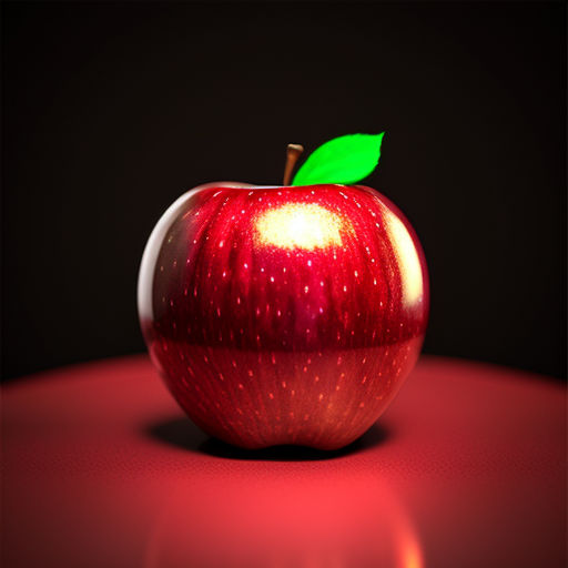 a red apple with a green leaf on it