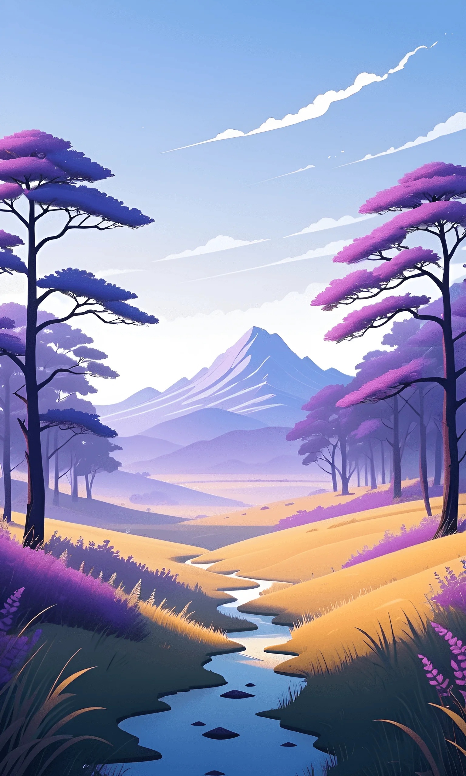 Vibrant Purple Forest Landscape - Free Download - AI Scribbles
