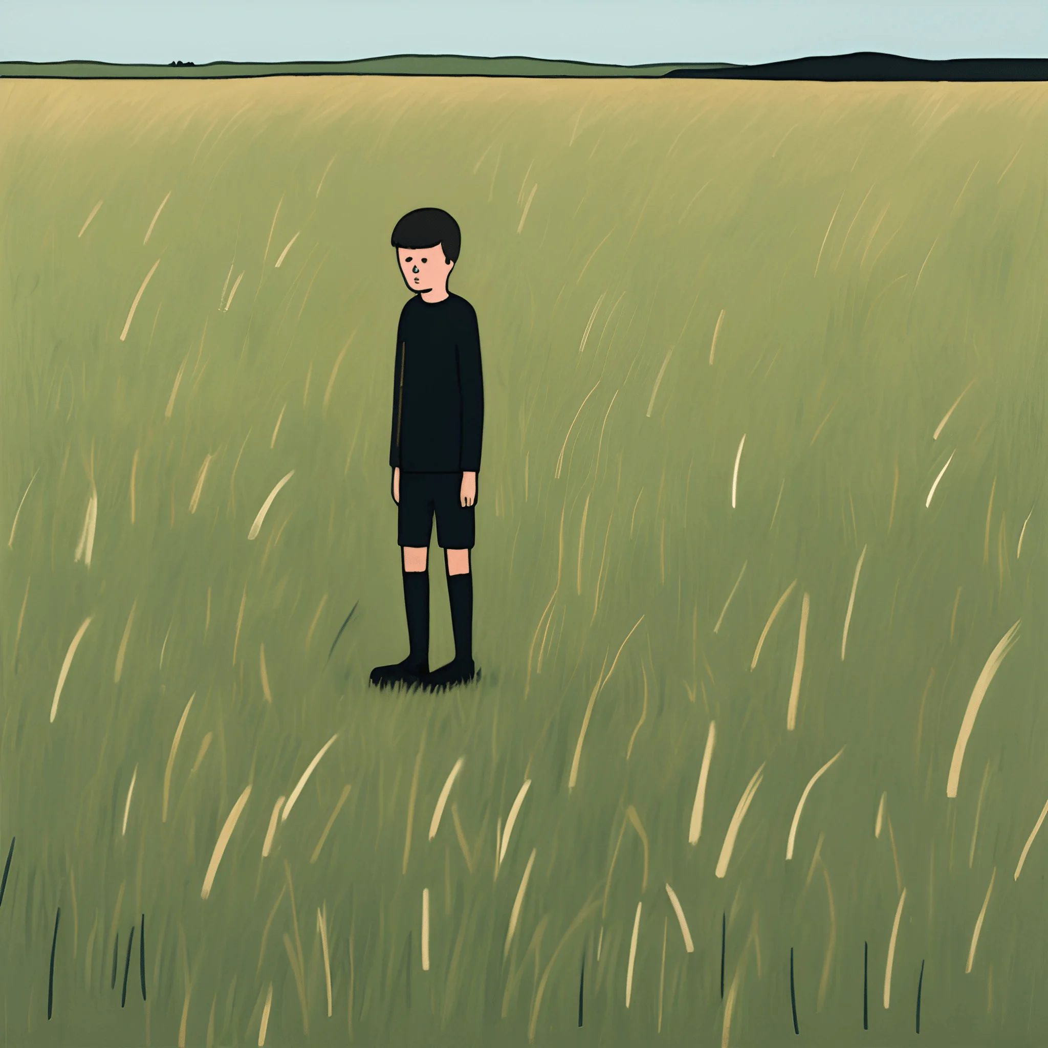 Lonely Boy in Tall Grass - Free Download - AI Scribbles
