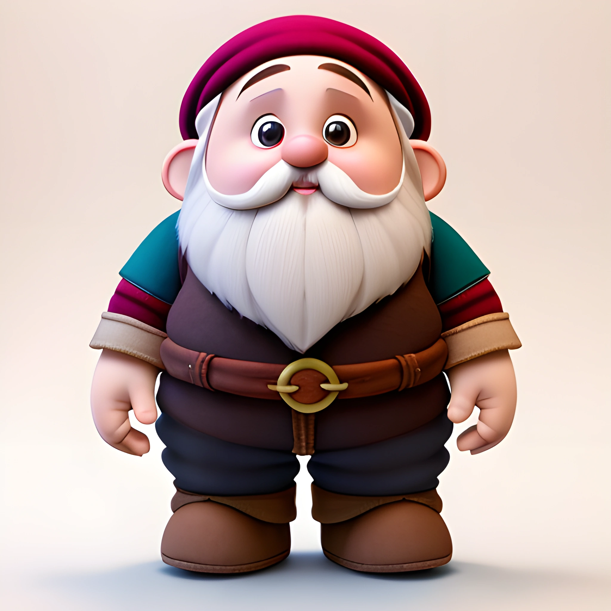 a cartoon gnome with a beard and a red hat