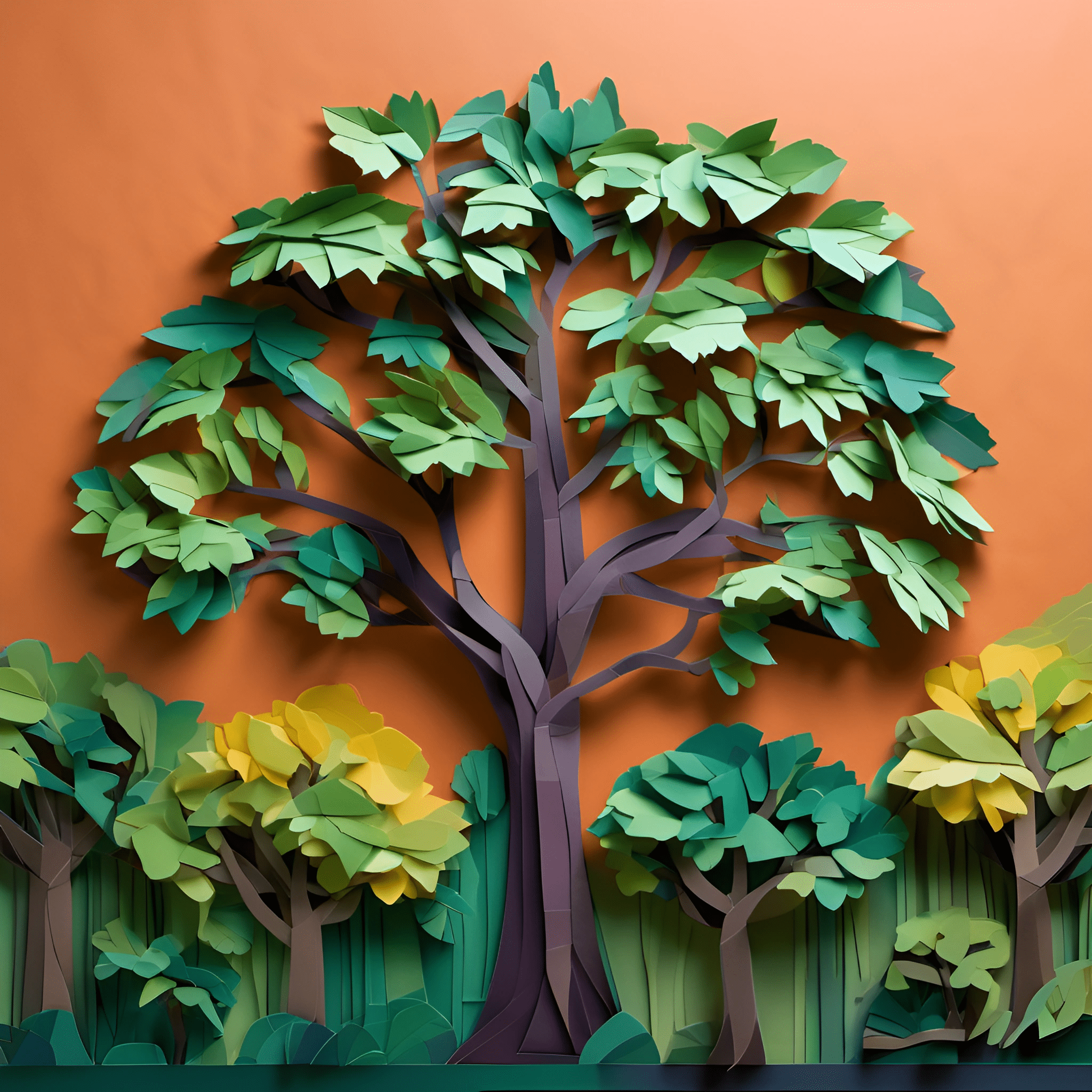 Paper-Cut Tree Art - Free Download - AI Scribbles
