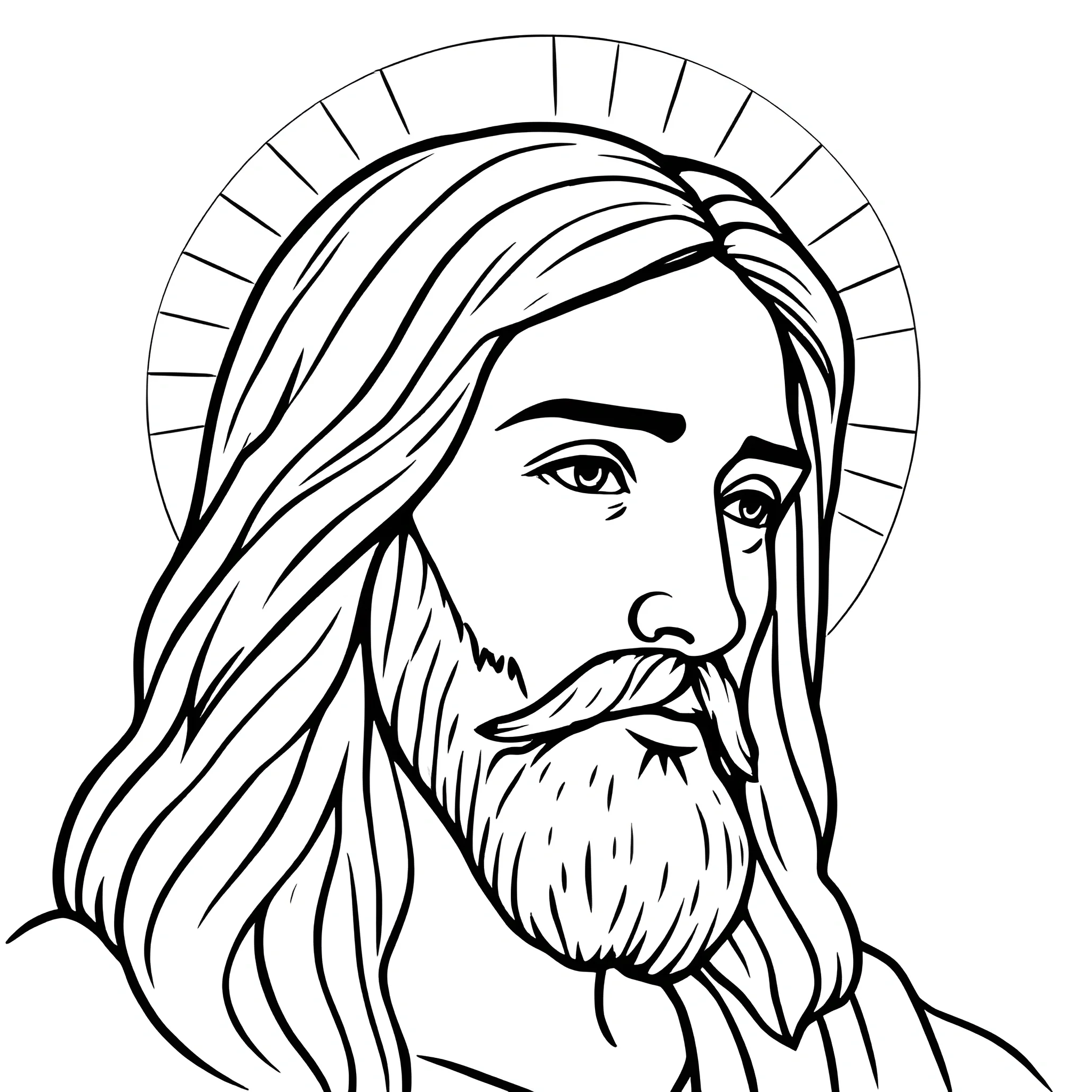 Line Art Portrait Of Jesus Christ With Halo - Free Download - AI Scribbles