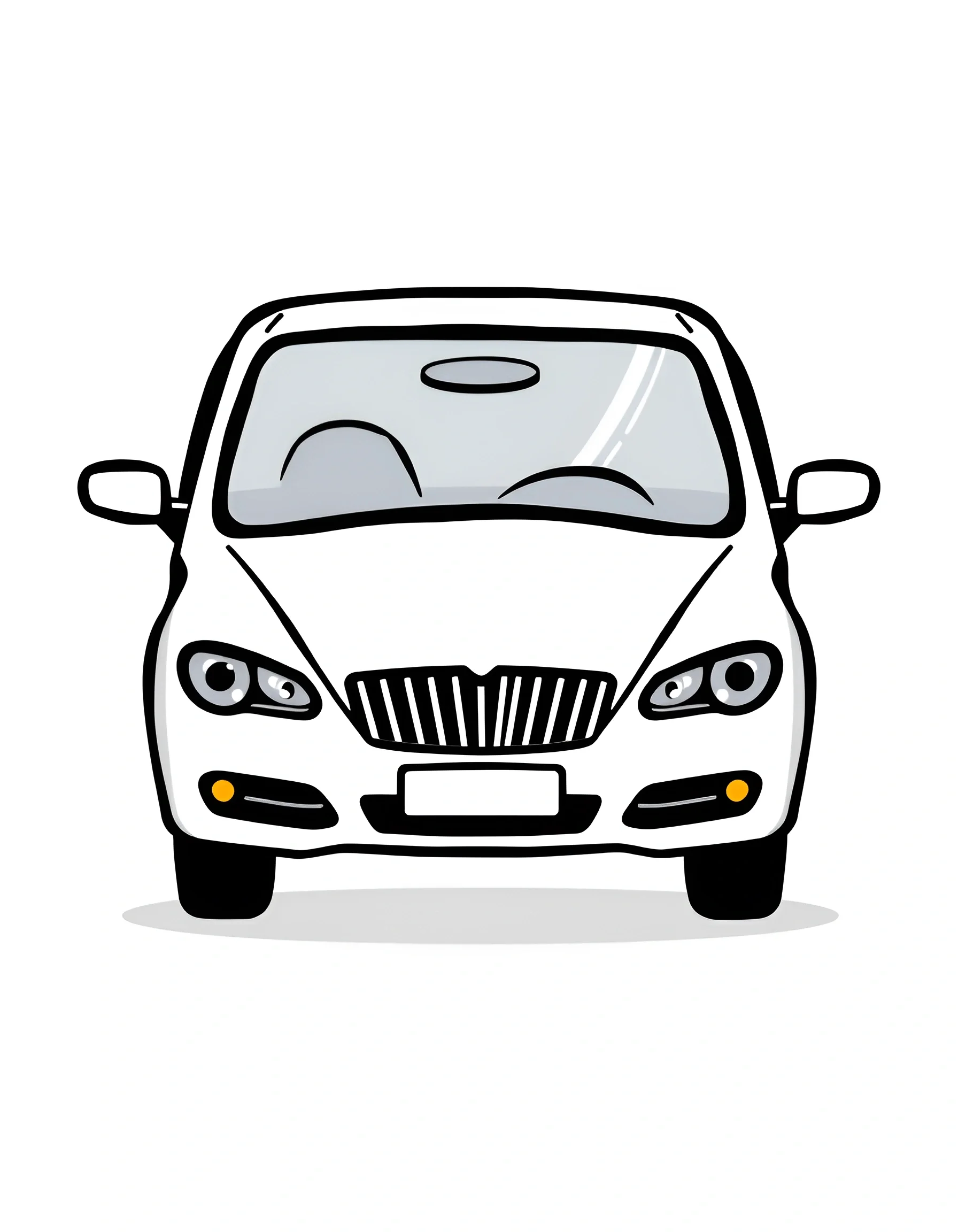 Front View Illustration Of White Passenger Car - Free Download - AI ...