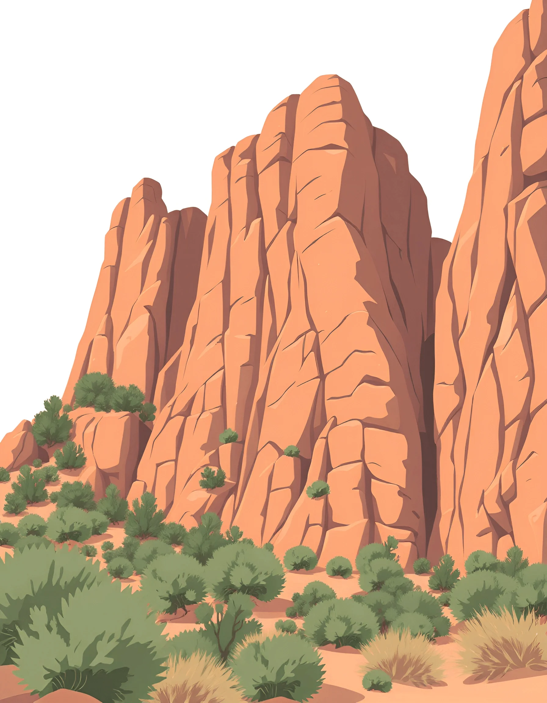 Desert Rock Formation with Sparse Vegetation - Free Download - AI Scribbles