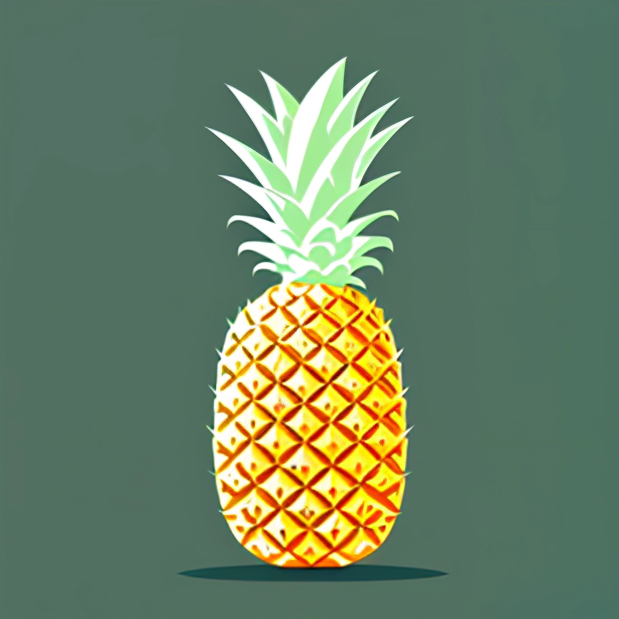 a pineapple with a green background and a yellow top
