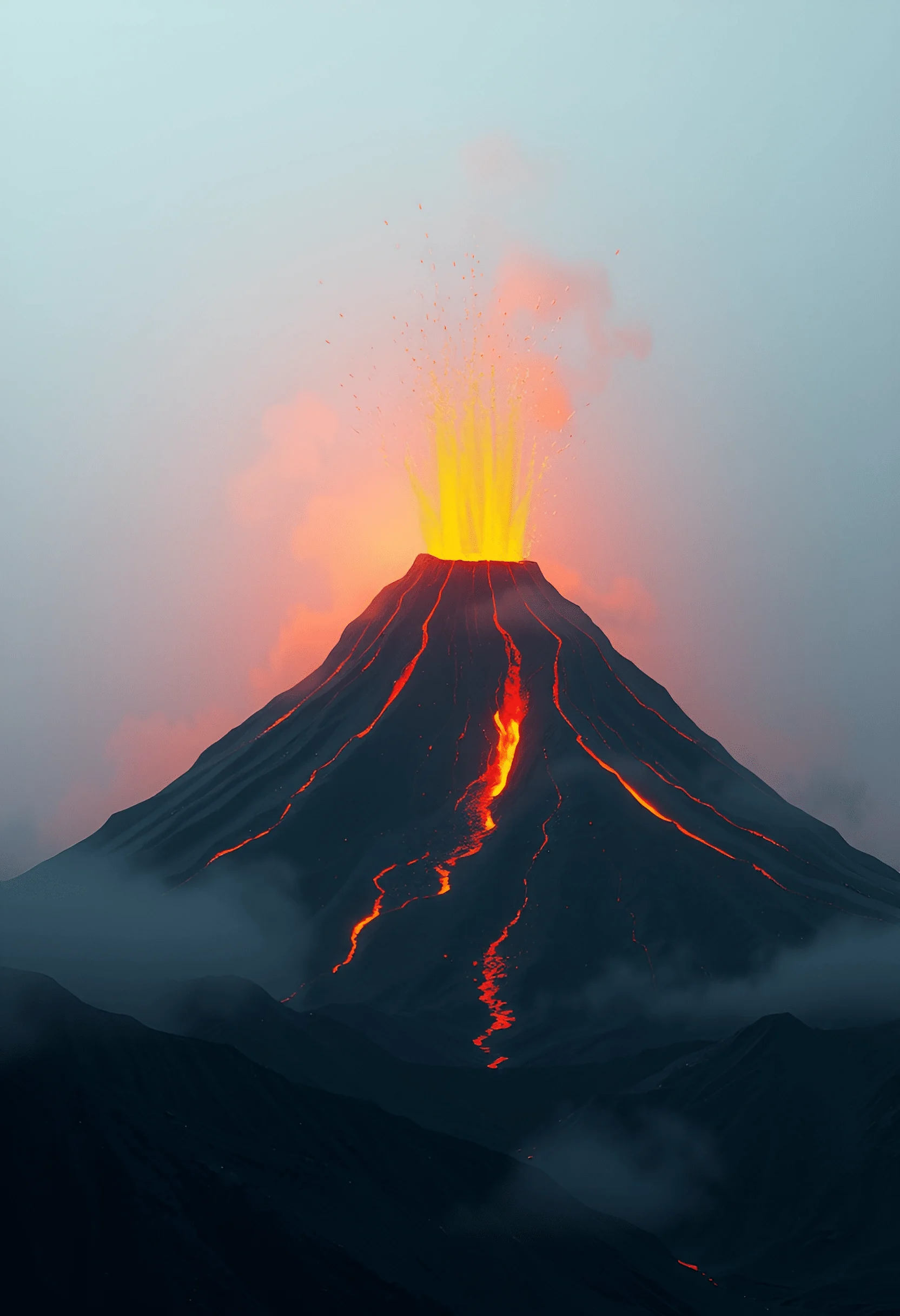 Active Volcano Eruption with Flowing Lava - Free Download - AI Scribbles
