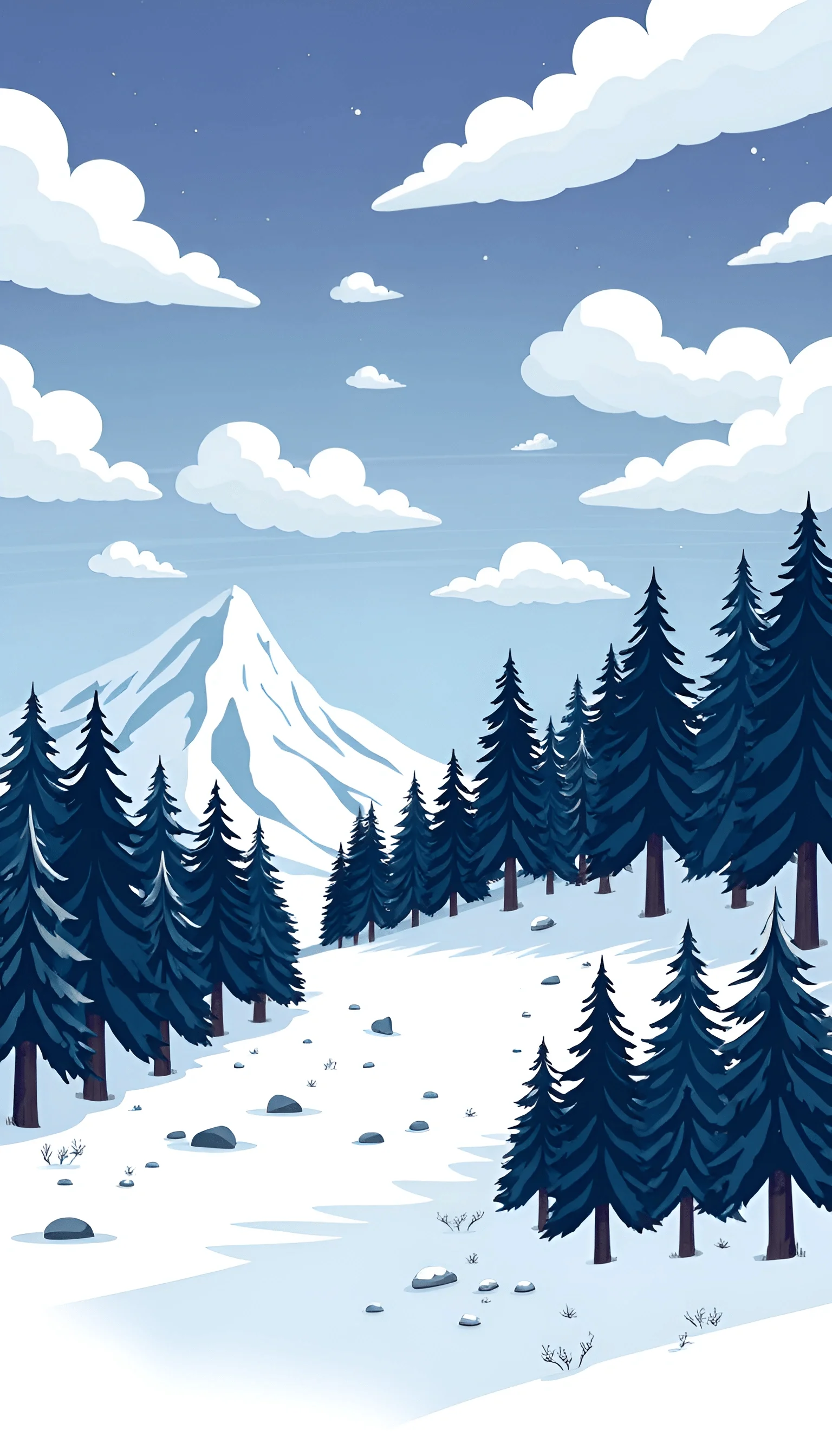 Snowy Mountain Landscape with Pine Trees - Free Download - AI Scribbles