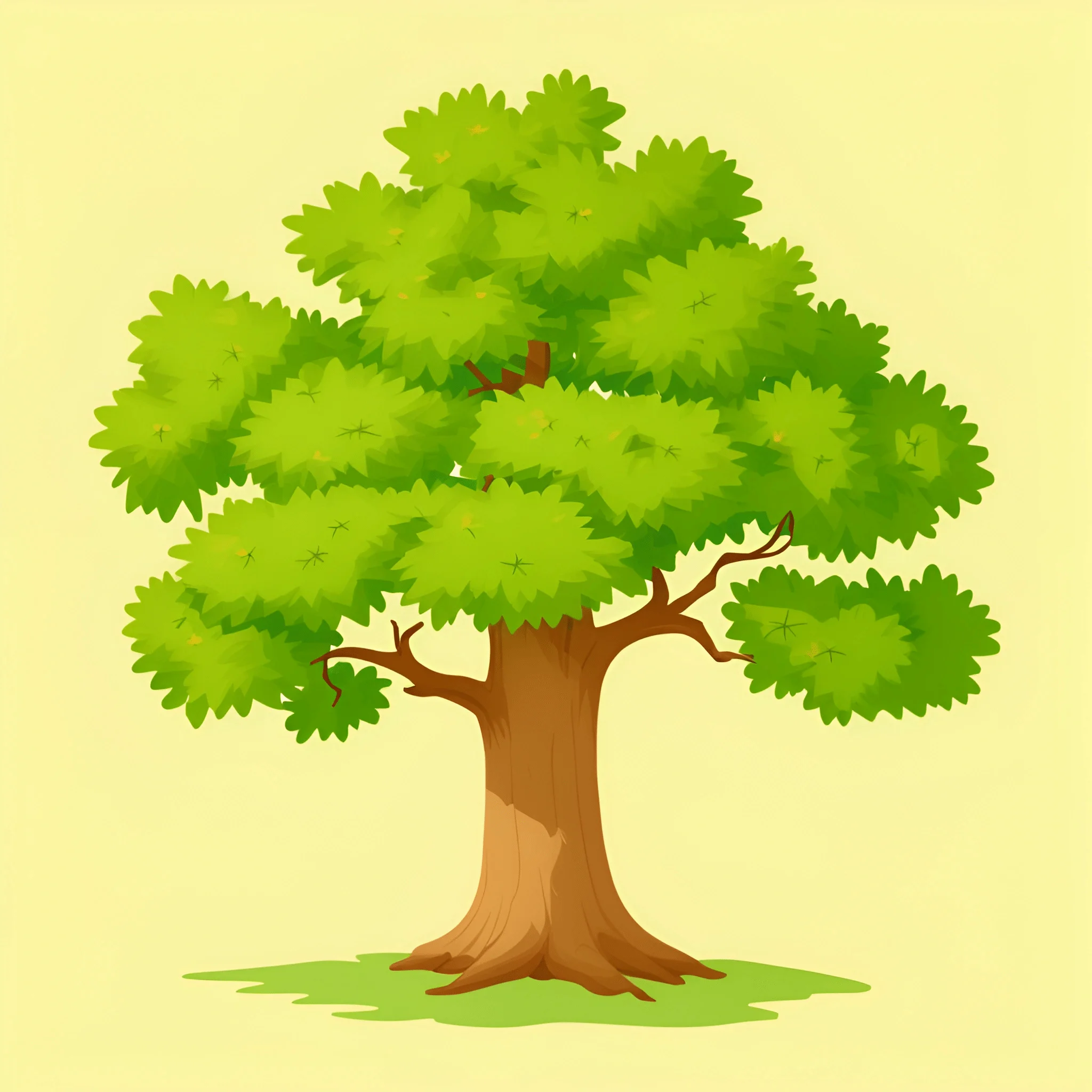 Irasutoya Tree Cartoon Style Green Tree Illustration - Free Download - AI Scribbles