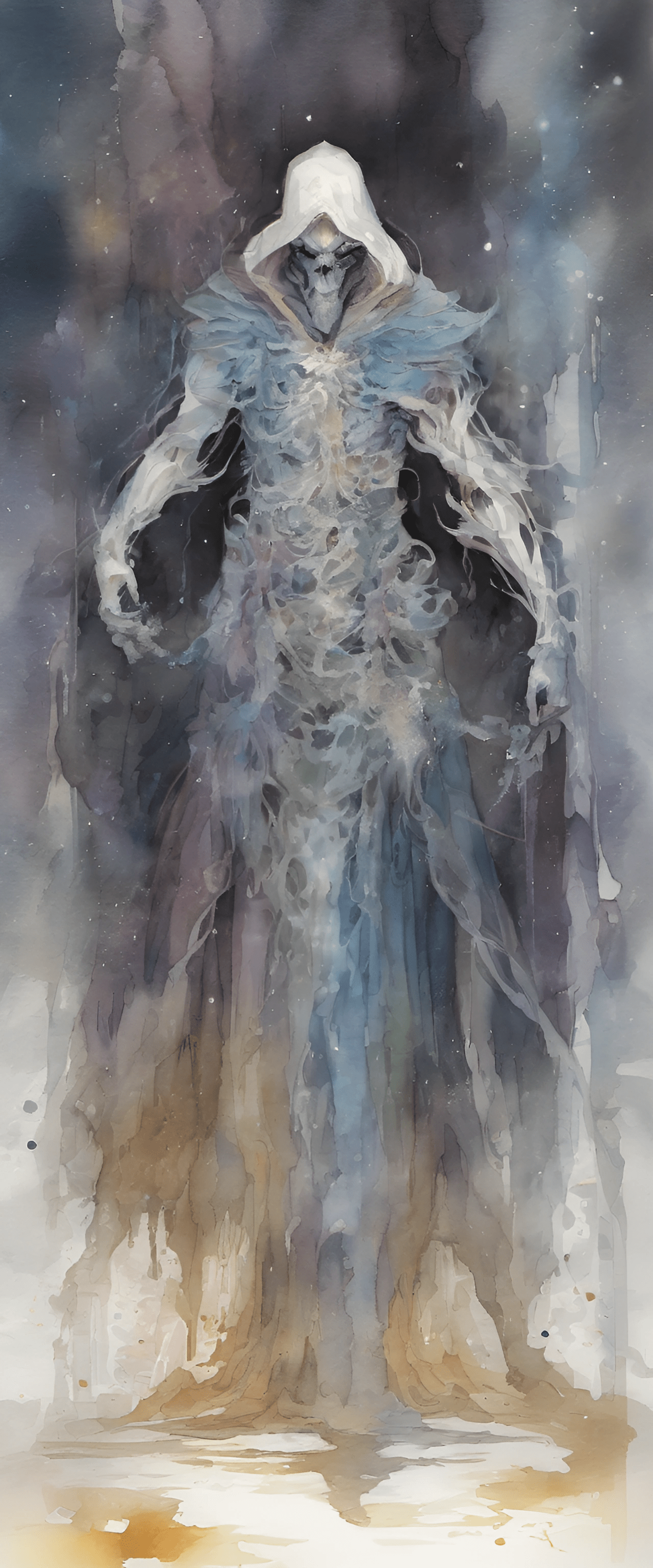 Mystical Hooded Figure in Watercolor - Free Download - AI Scribbles