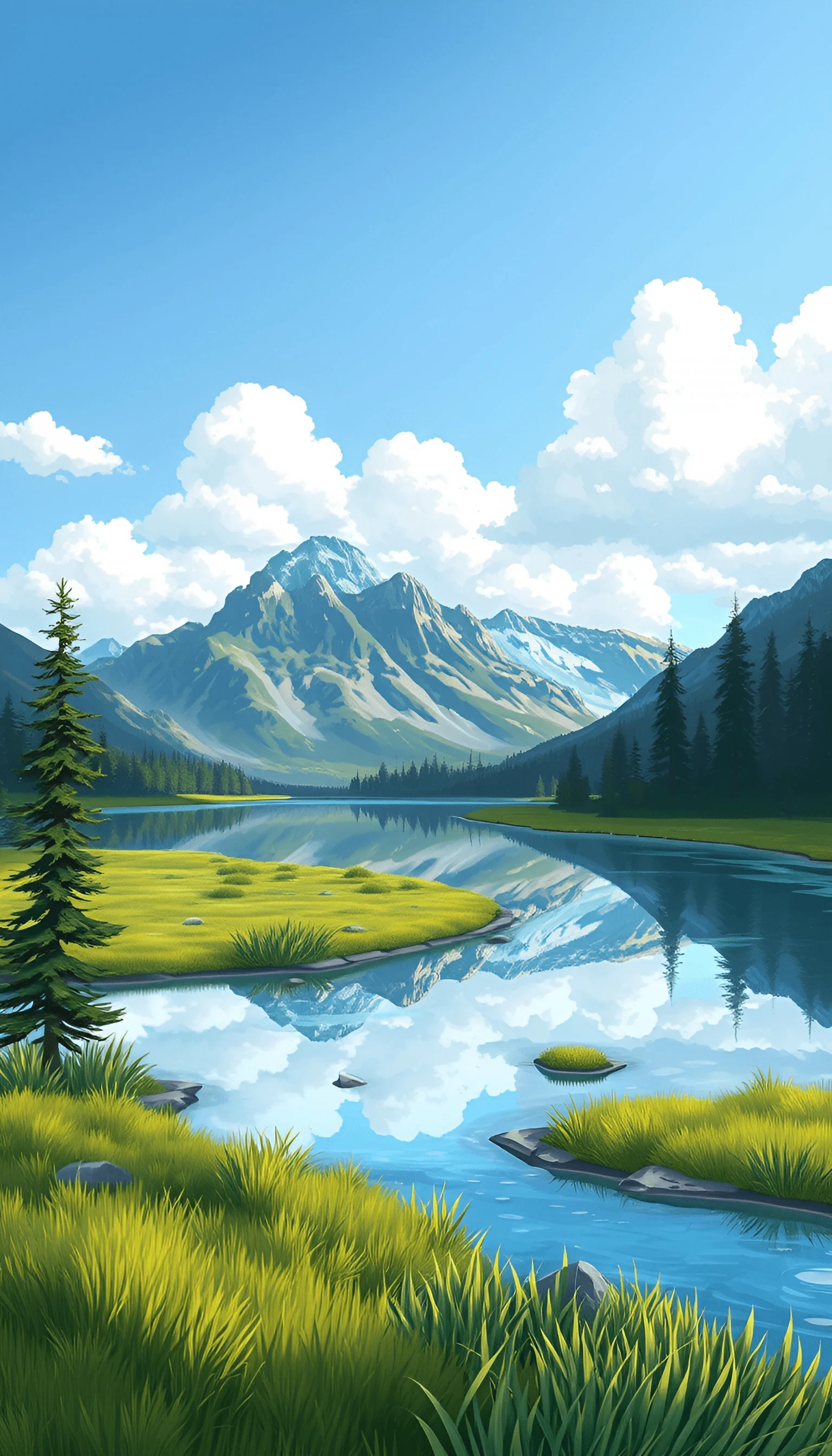 Mountain Lake Landscape With Reflective Water - Free Download - AI ...