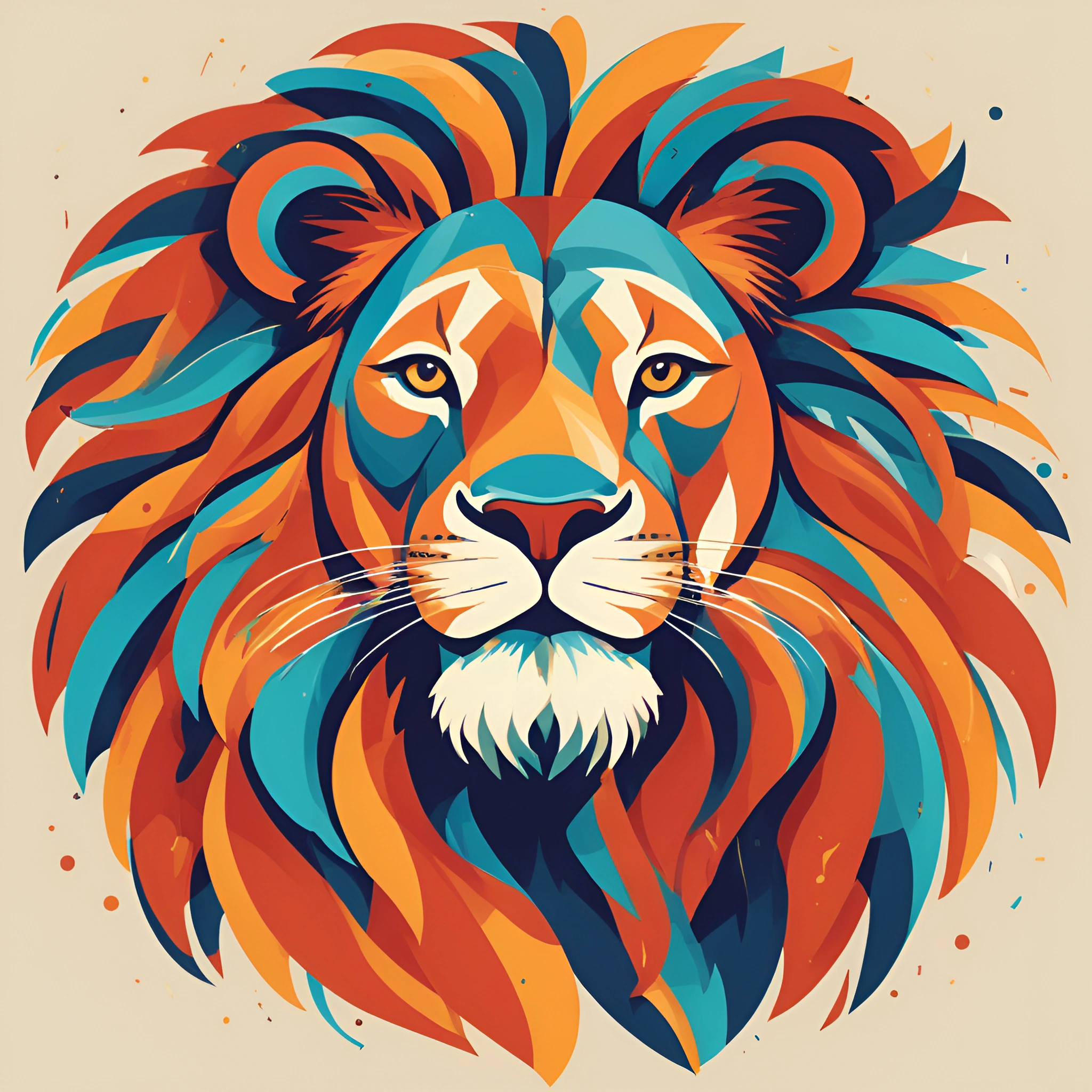 Colorful Geometric Lion Illustration - Free Download - AI Scribbles