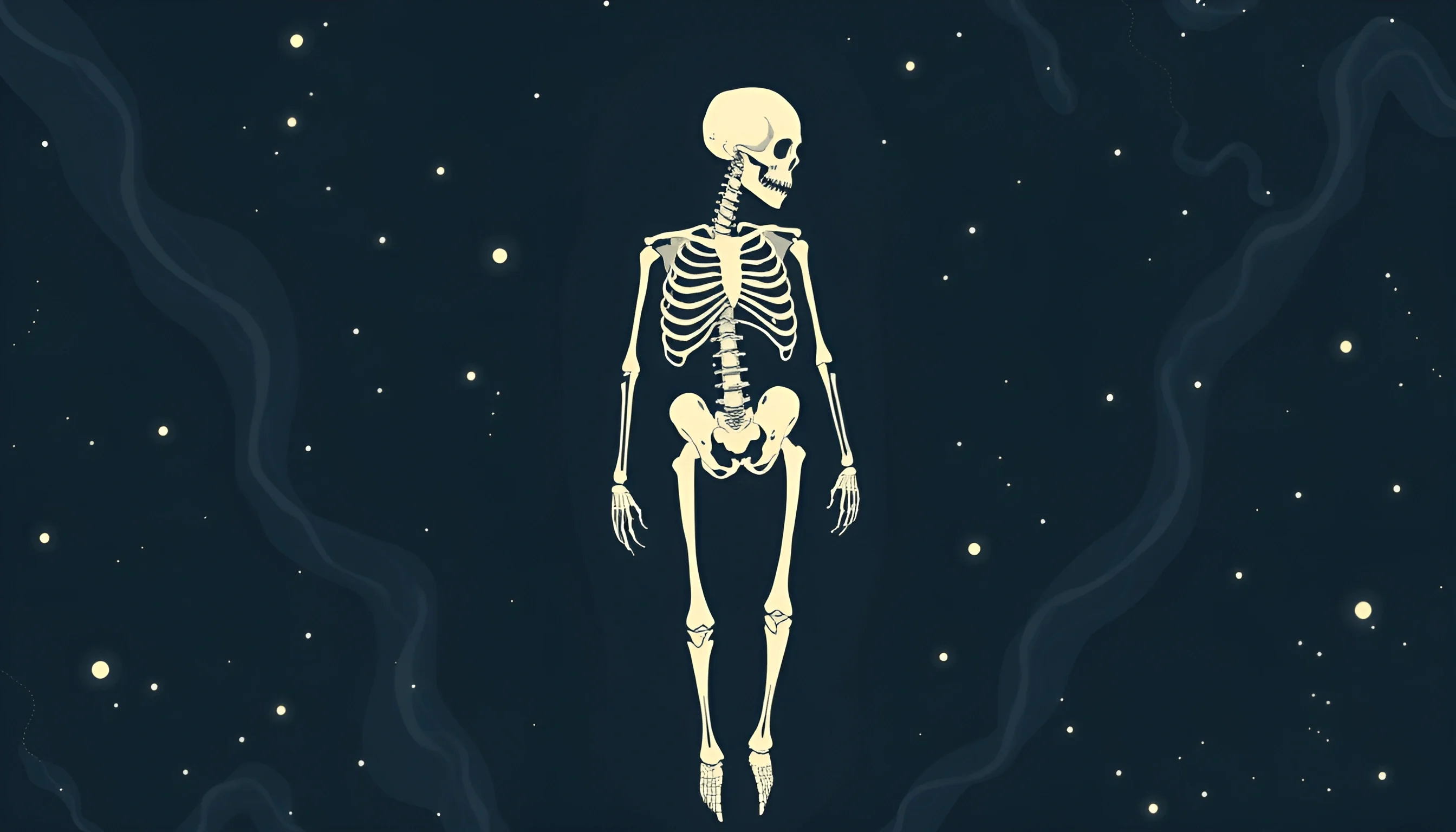 Floating Human Skeleton Illustration In Space - Free Download - AI ...
