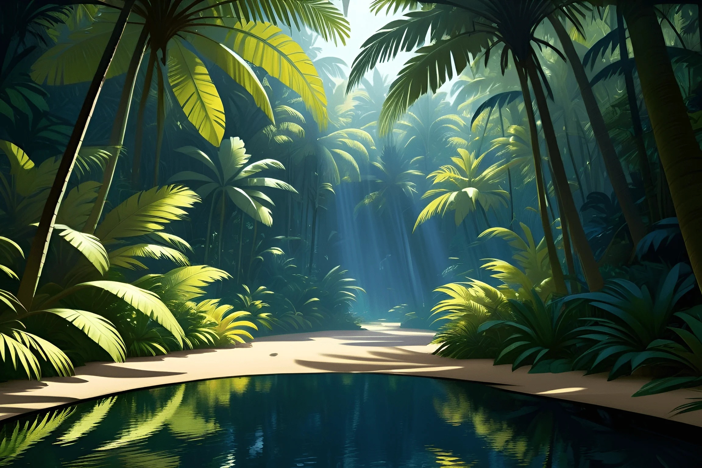 Lush Tropical Jungle Landscape - Free Download - AI Scribbles