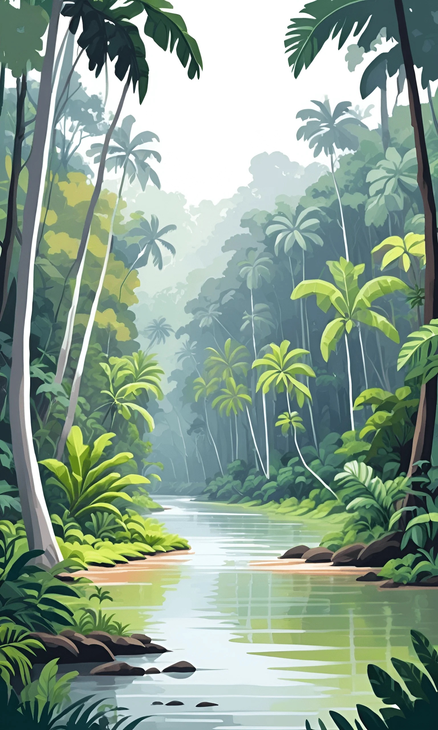 Lush Jungle River Scene - Free Download - AI Scribbles