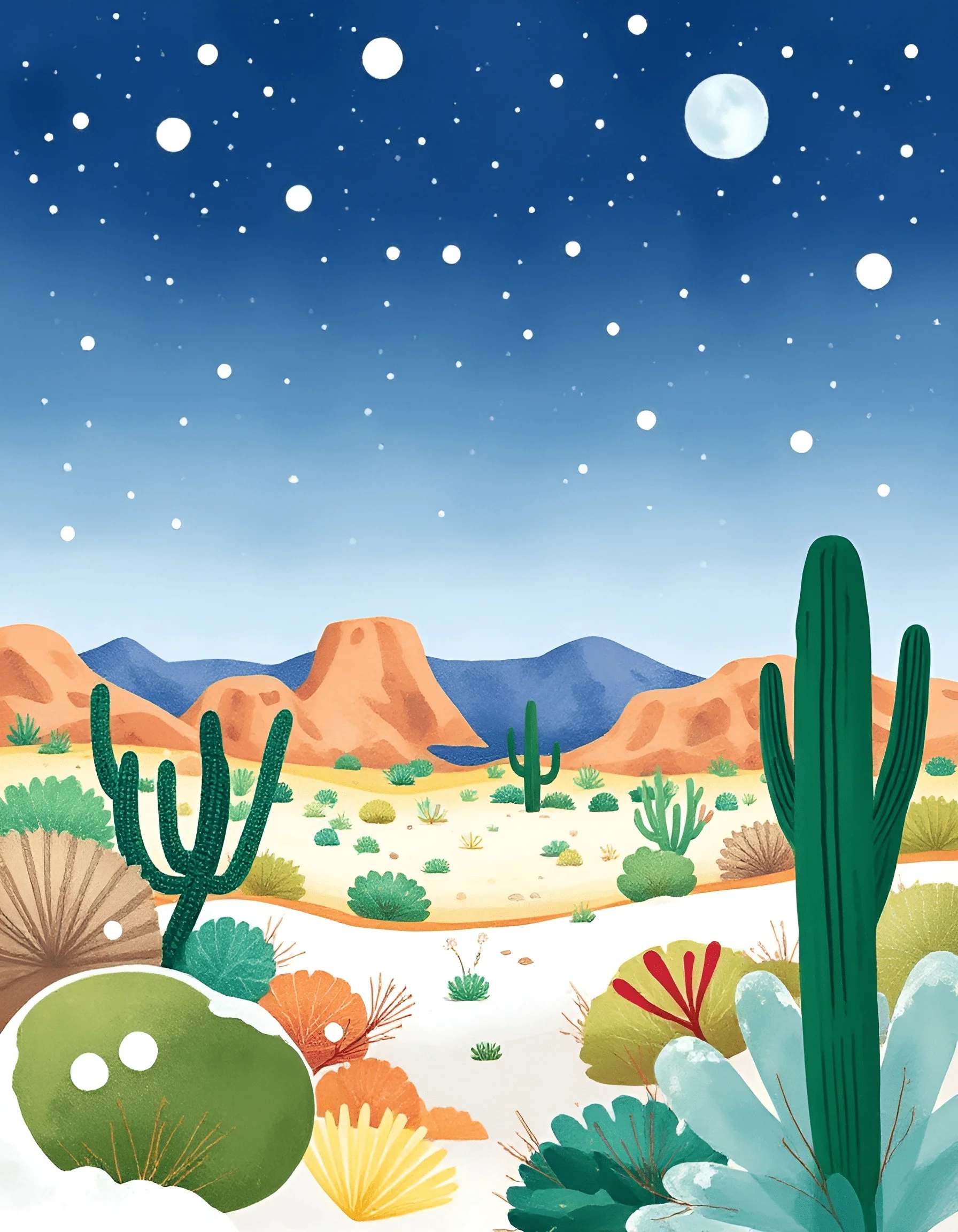 Desert Landscape With Cacti Under Starry Night Sky - Free Download - AI ...