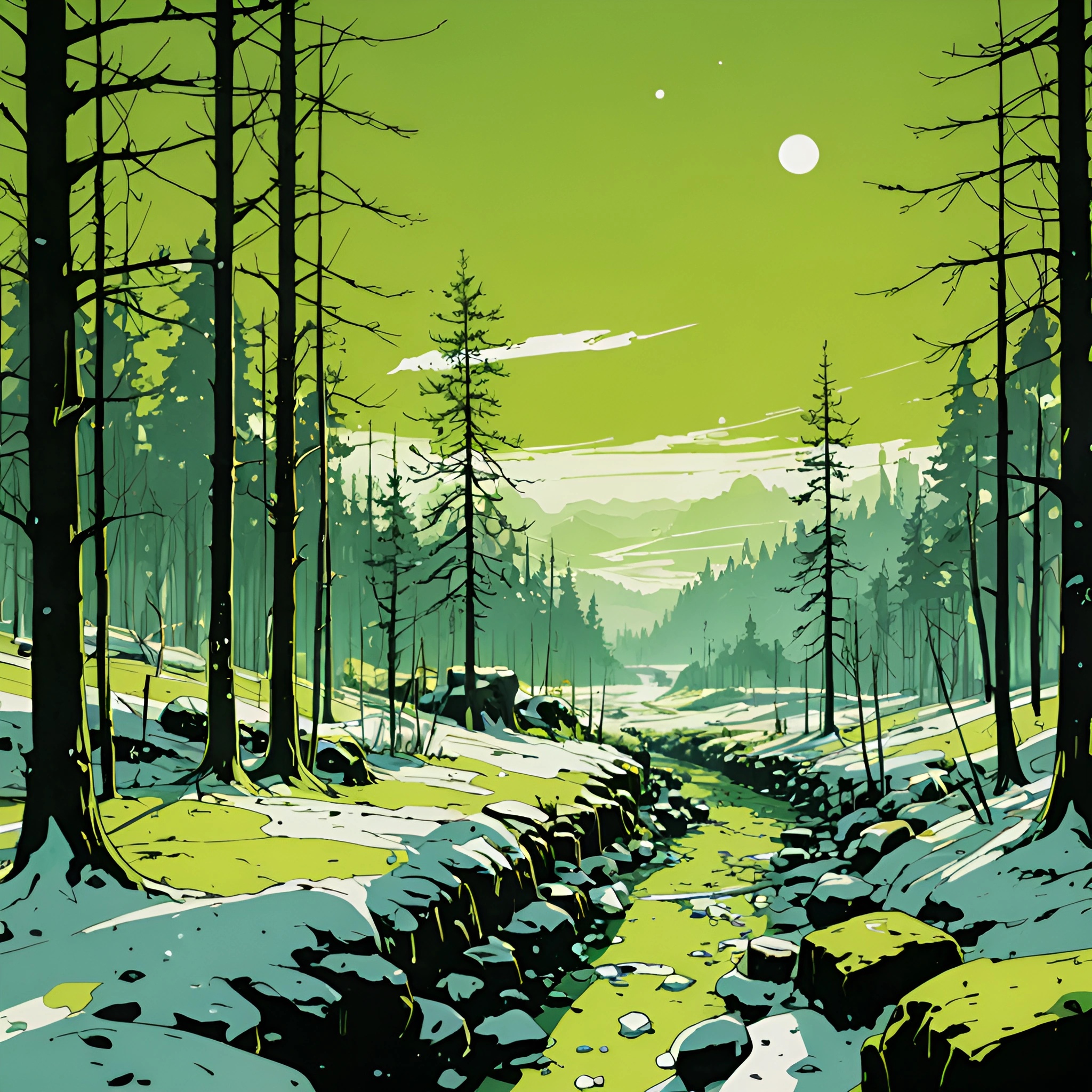 Forest Stylisation Stylized Green Forest Landscape - Free Download - AI Scribbles