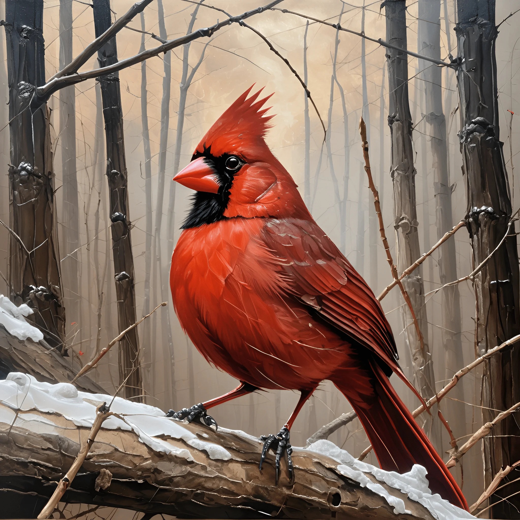 Majestic Cardinal in a Winter Forest - Free Download - AI Scribbles