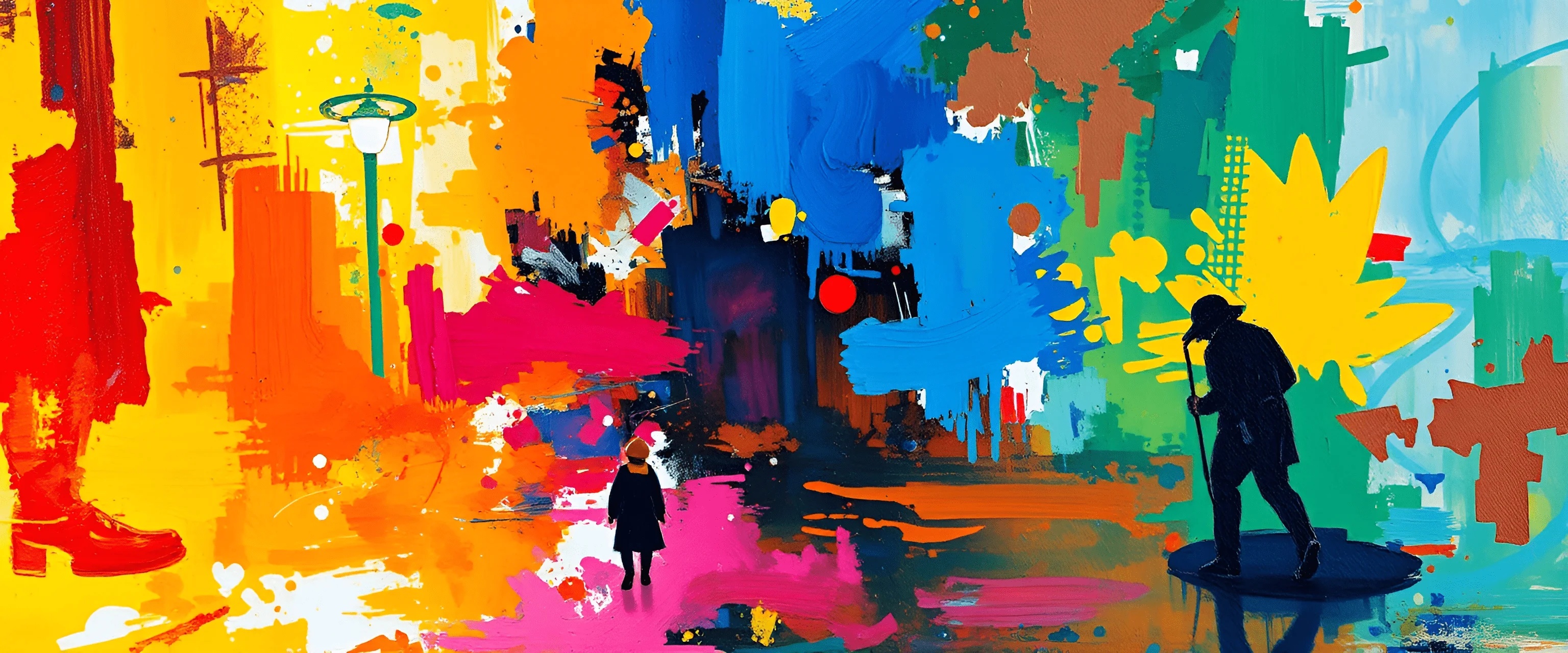 Abstract Urban Scene with Silhouetted Figures - Free Download - AI ...