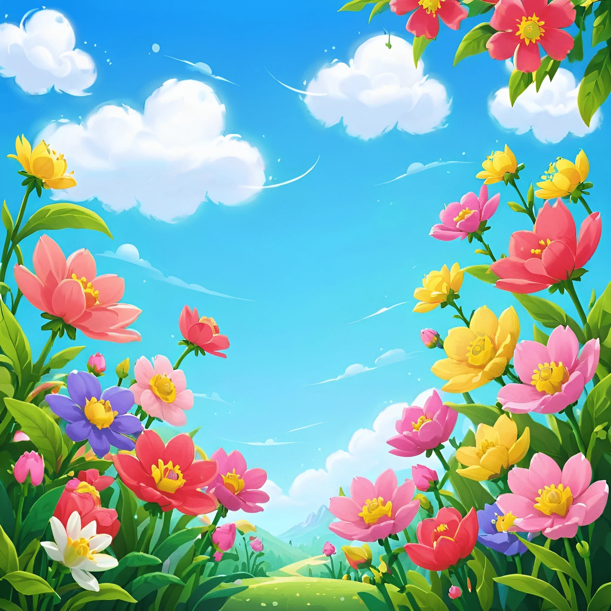Colorful Flower Garden with Blue Sky - Free Download - AI Scribbles