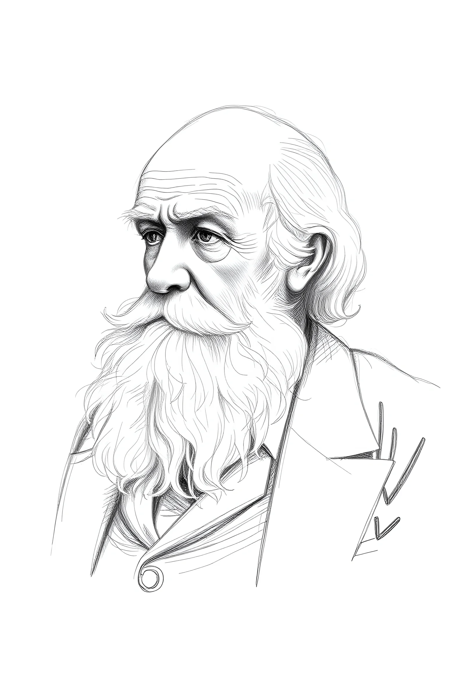 Sketch Portrait of Elderly Man with Long Beard - Free Download - AI ...