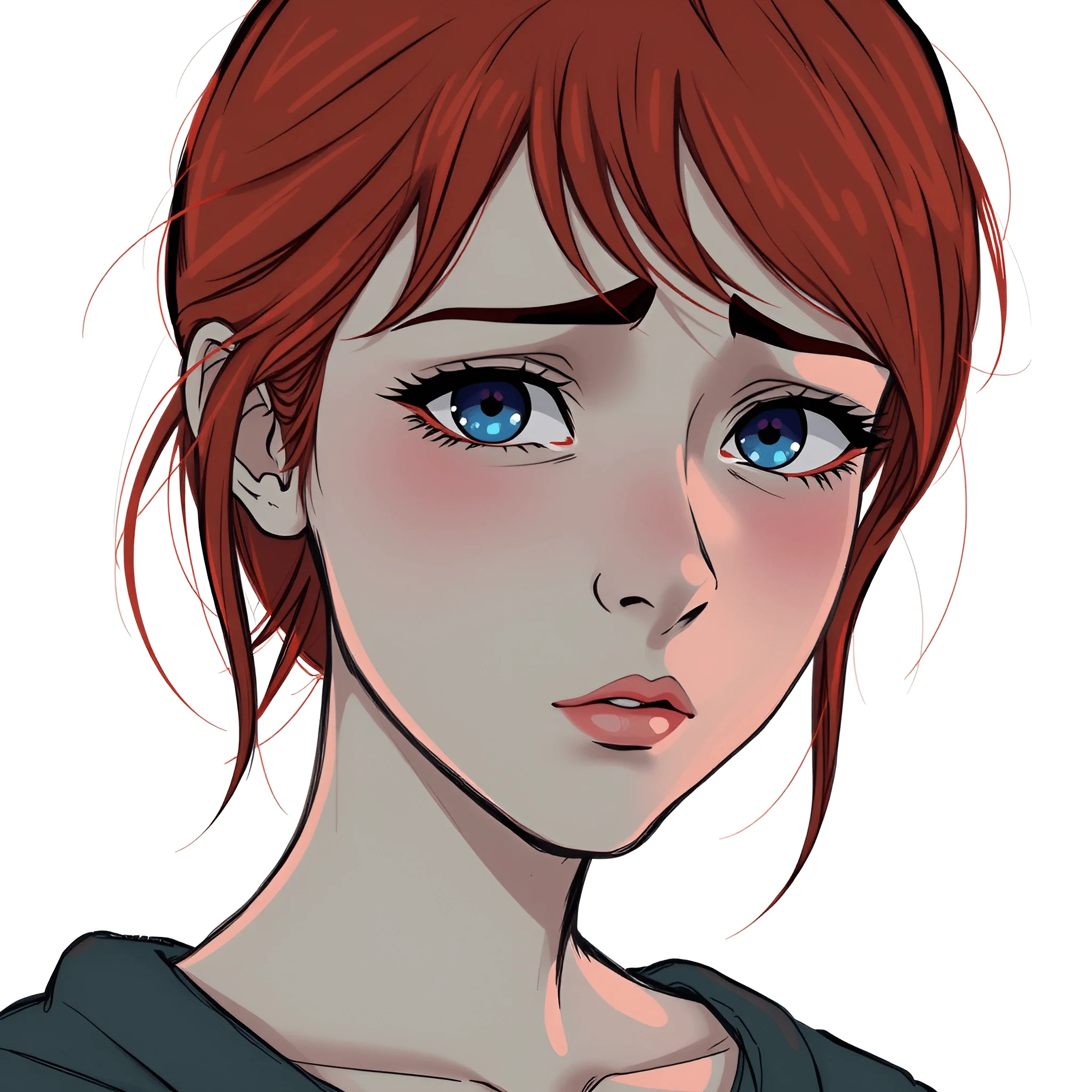 Anime Girl With Red Hair and Blue Eyes - Free Download - AI Scribbles