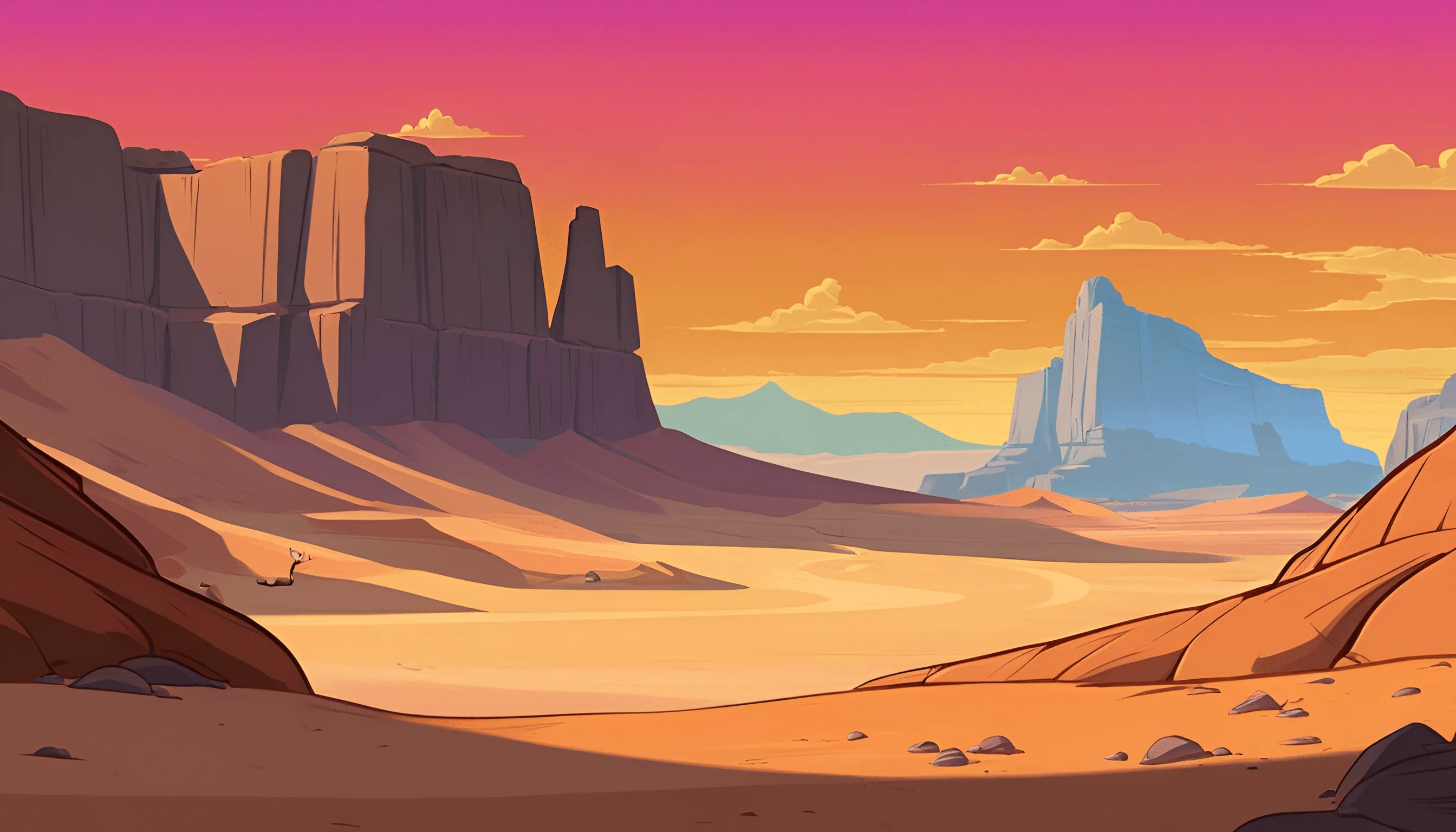 Desert Landscape at Dusk - Free Download - AI Scribbles
