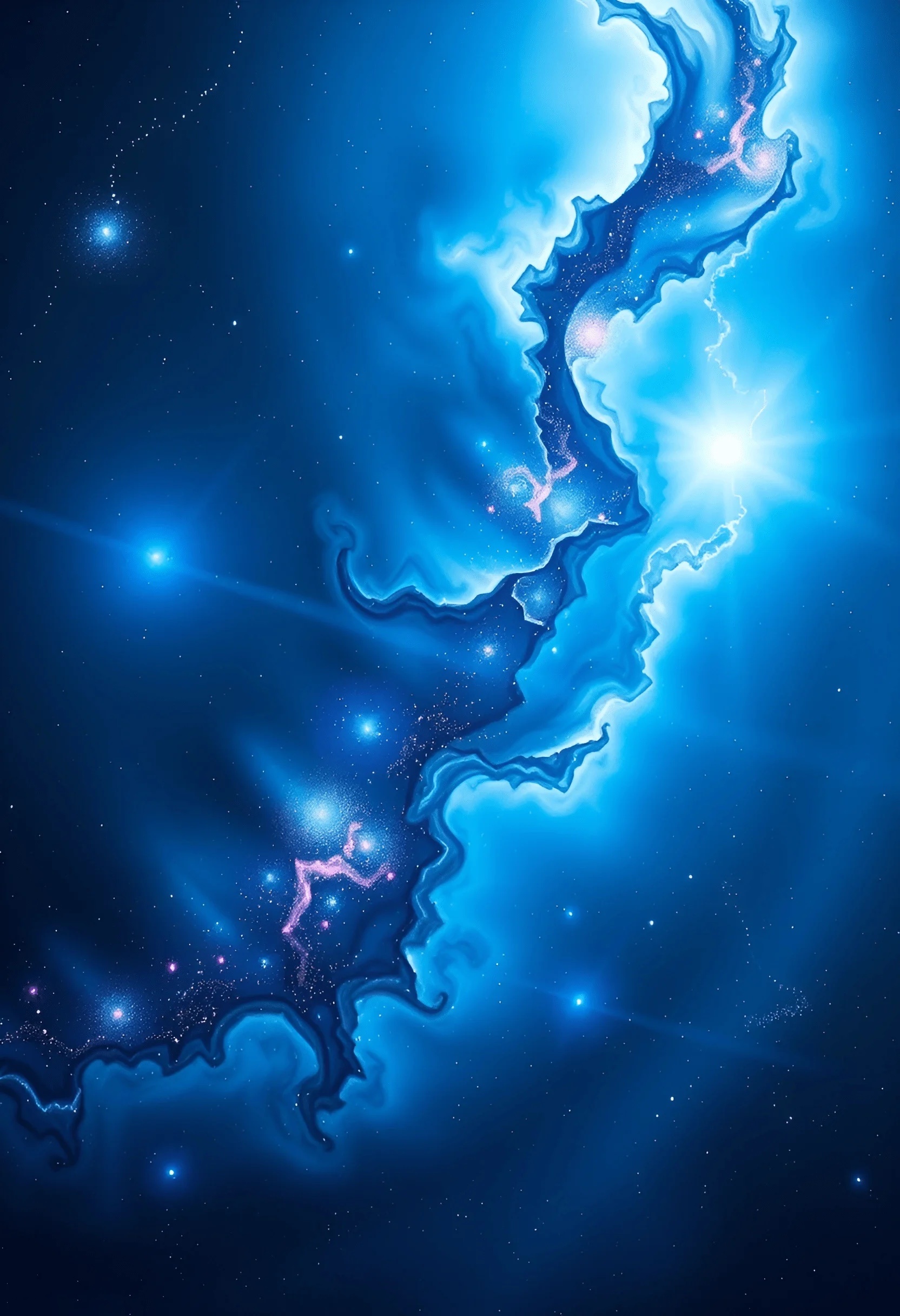 Blue Cosmic Nebula with Stars - Free Download - AI Scribbles