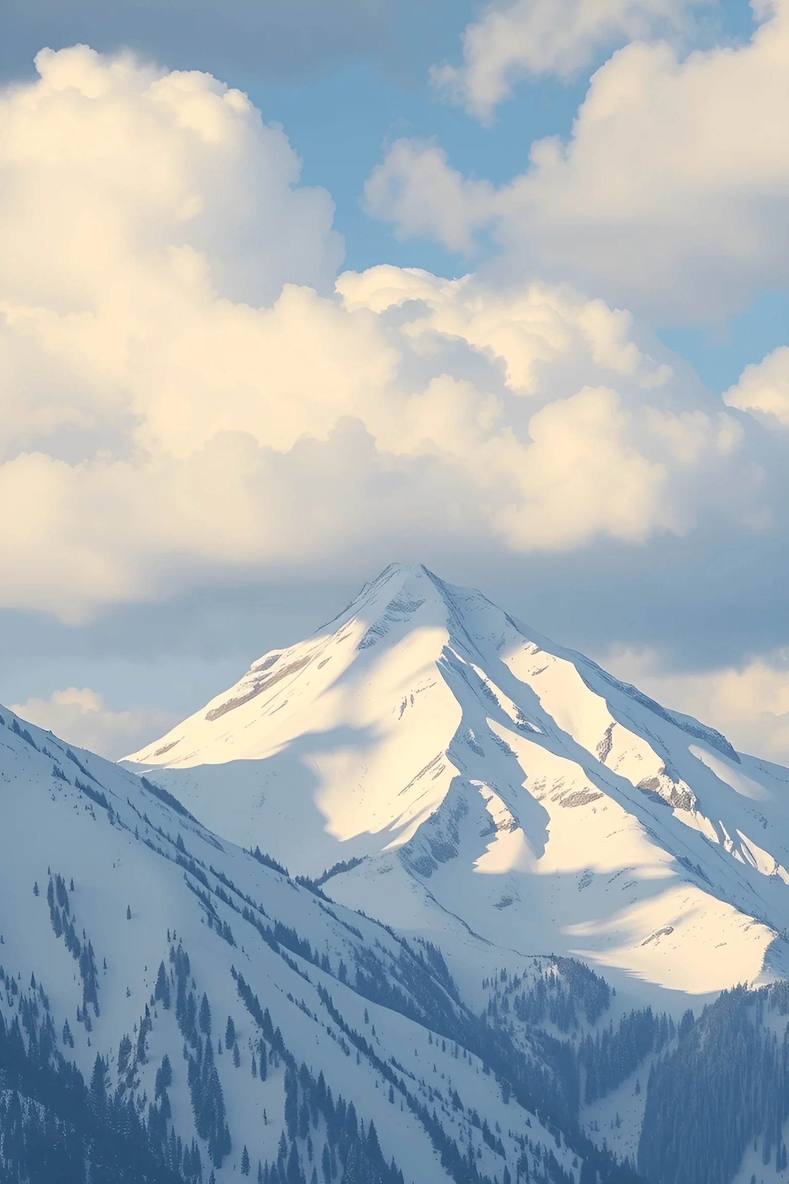 Majestic Snow-Capped Mountain Under Cloudy Sky - Free Download - AI ...