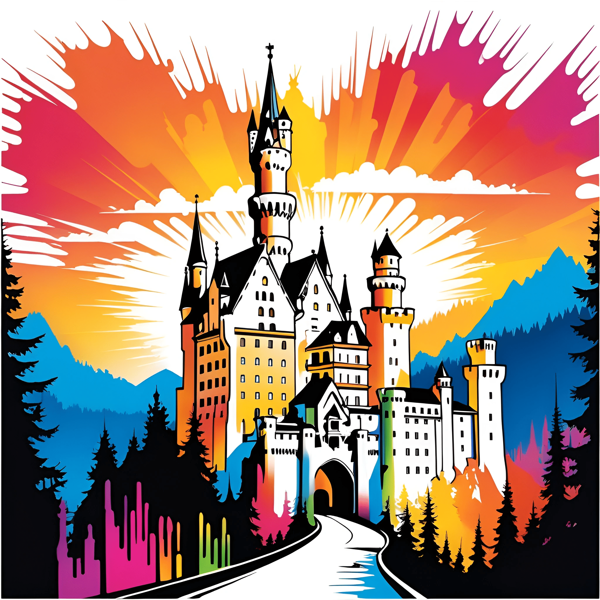 Vibrant Fantasy Castle Artwork - Free Download - AI Scribbles