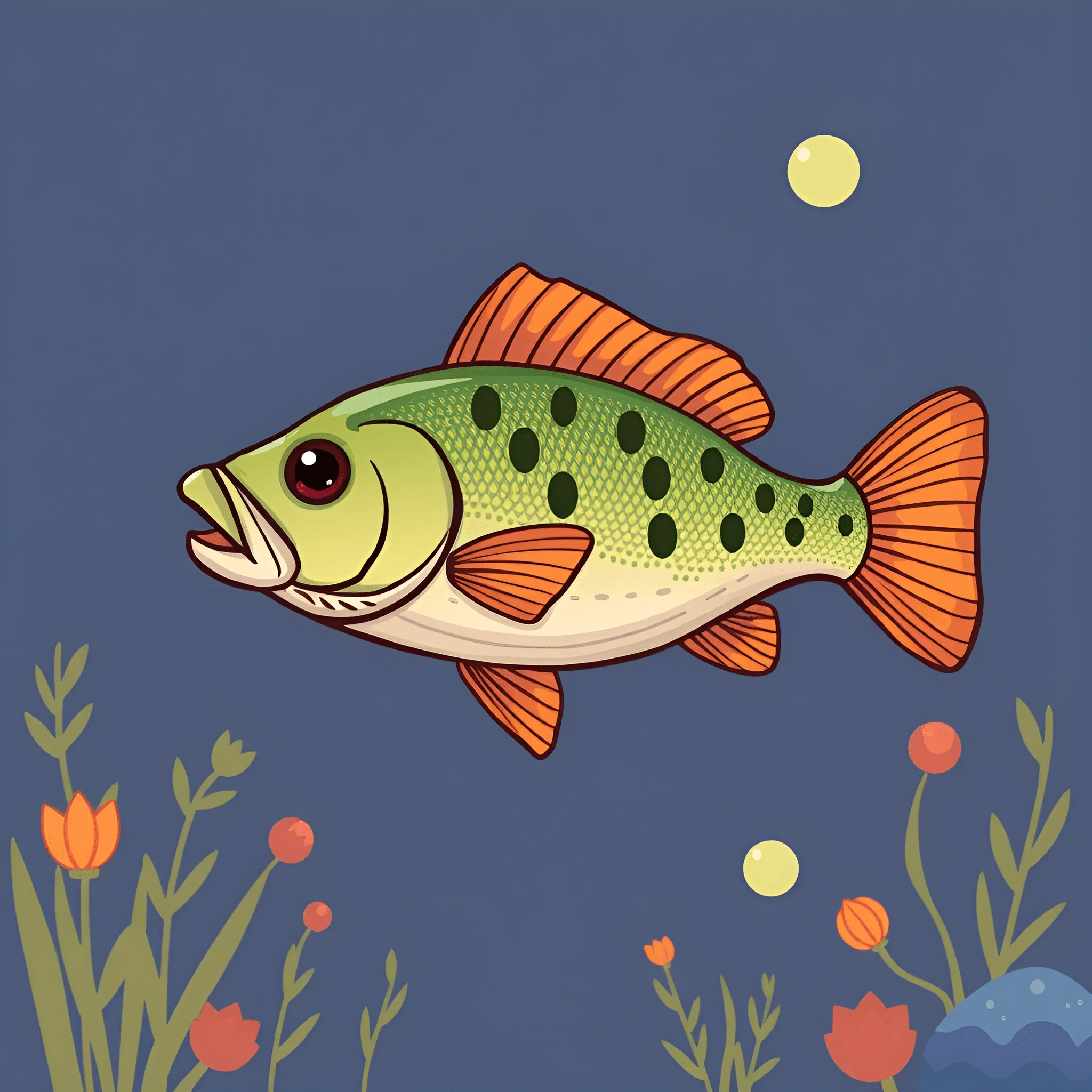 Colorful Bass Fish Illustration - Free Download - AI Scribbles