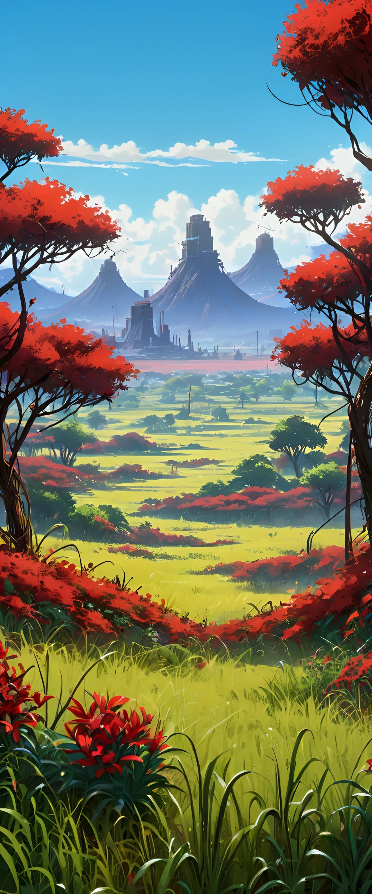 Vibrant Fantasy Landscape with Mountains - Free Download - AI Scribbles