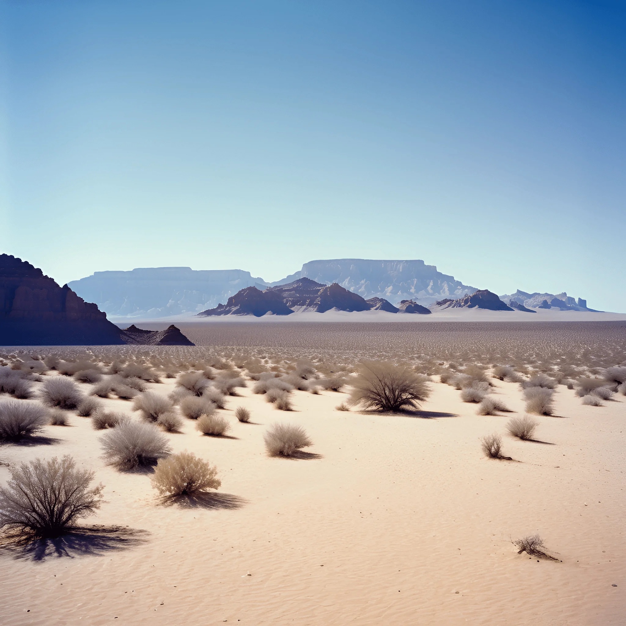 Distant Desert Desert Landscape with Distant Mountains - Free Download - AI Scribbles