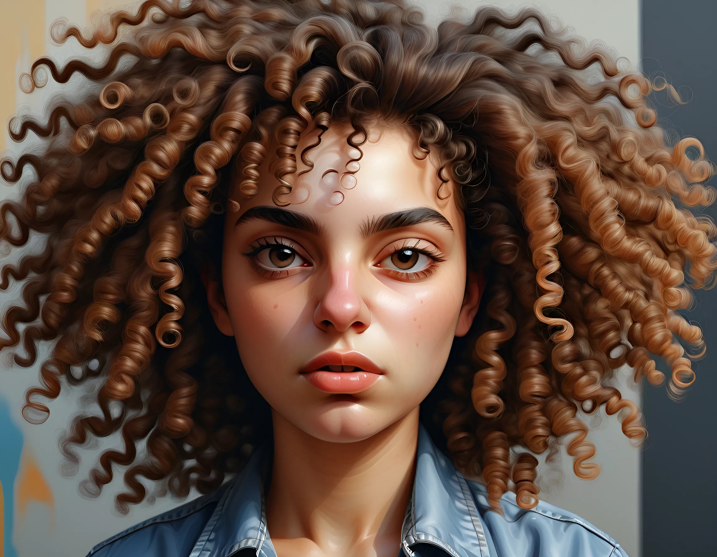 Portrait Ref Curly Hair Portrait of a Young Woman with Curly Hair - Free Download - AI Scribbles