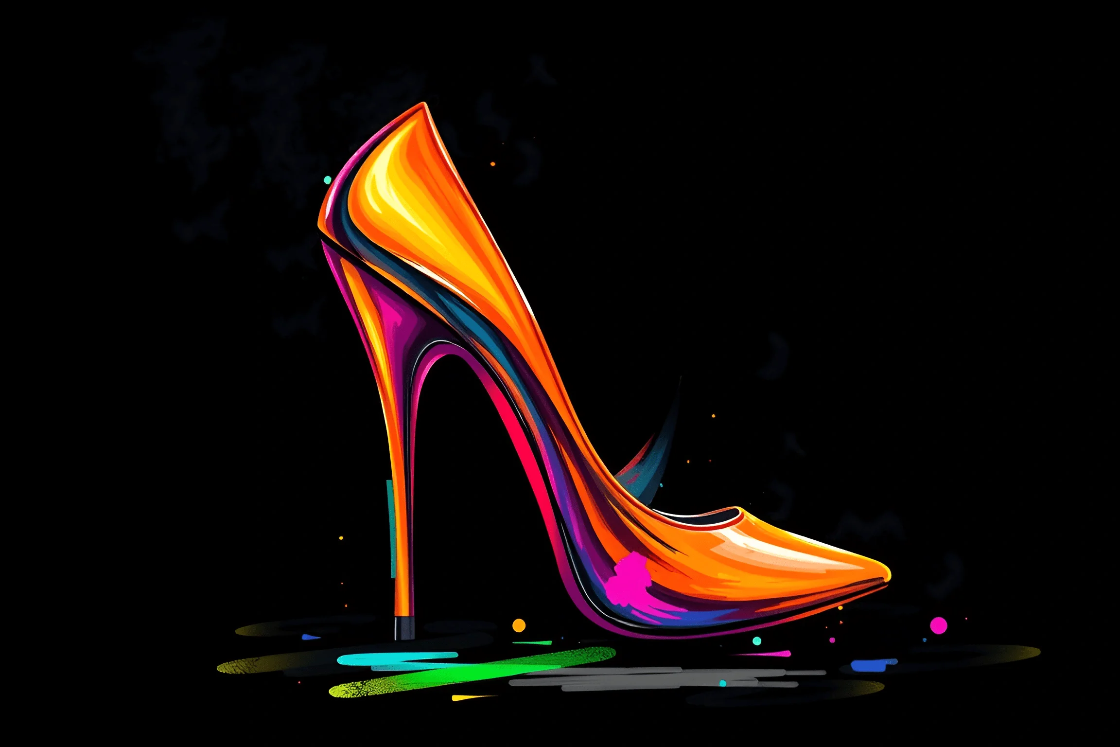 Abstract Heels Abstract Neon High Heel Shoe Illustration - Free Download - AI Scribbles