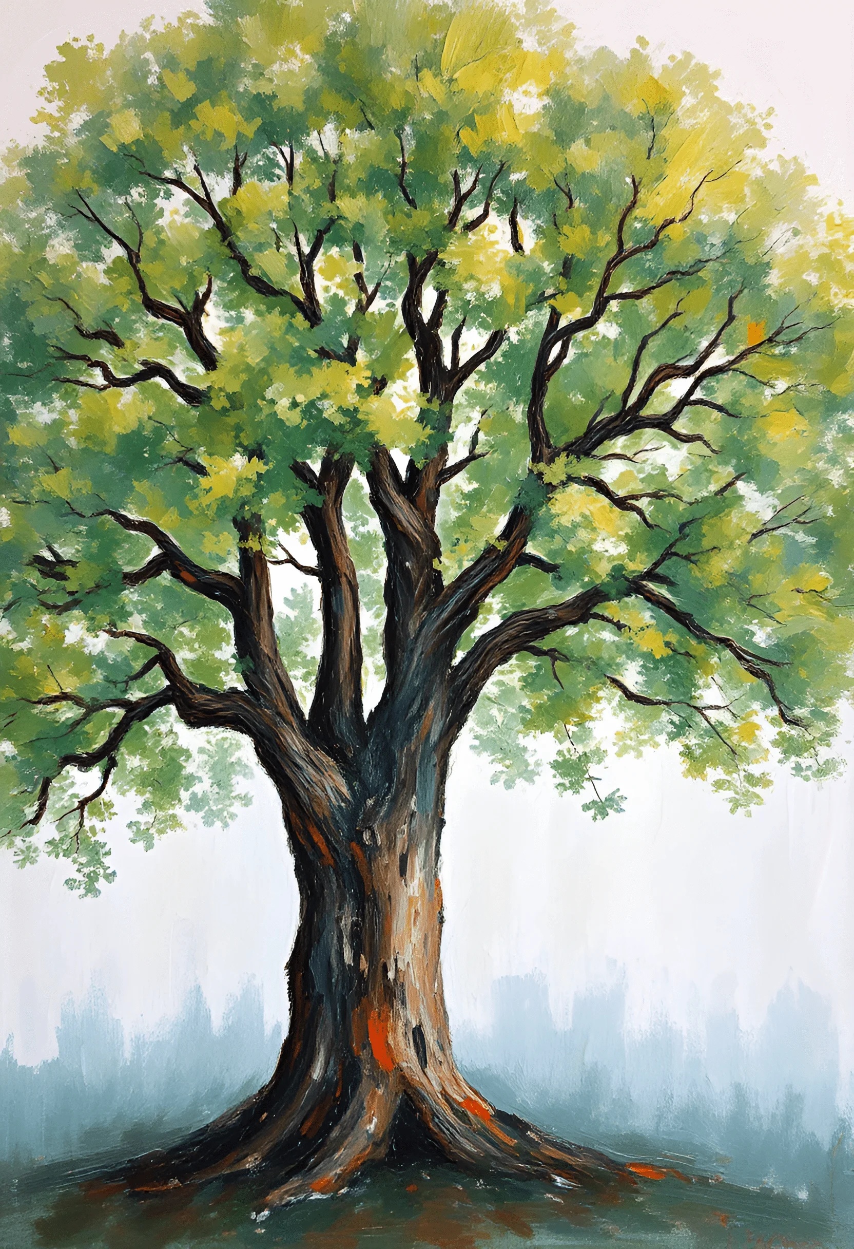 Realistic Painting of a Large Green Tree - Free Download - AI Scribbles