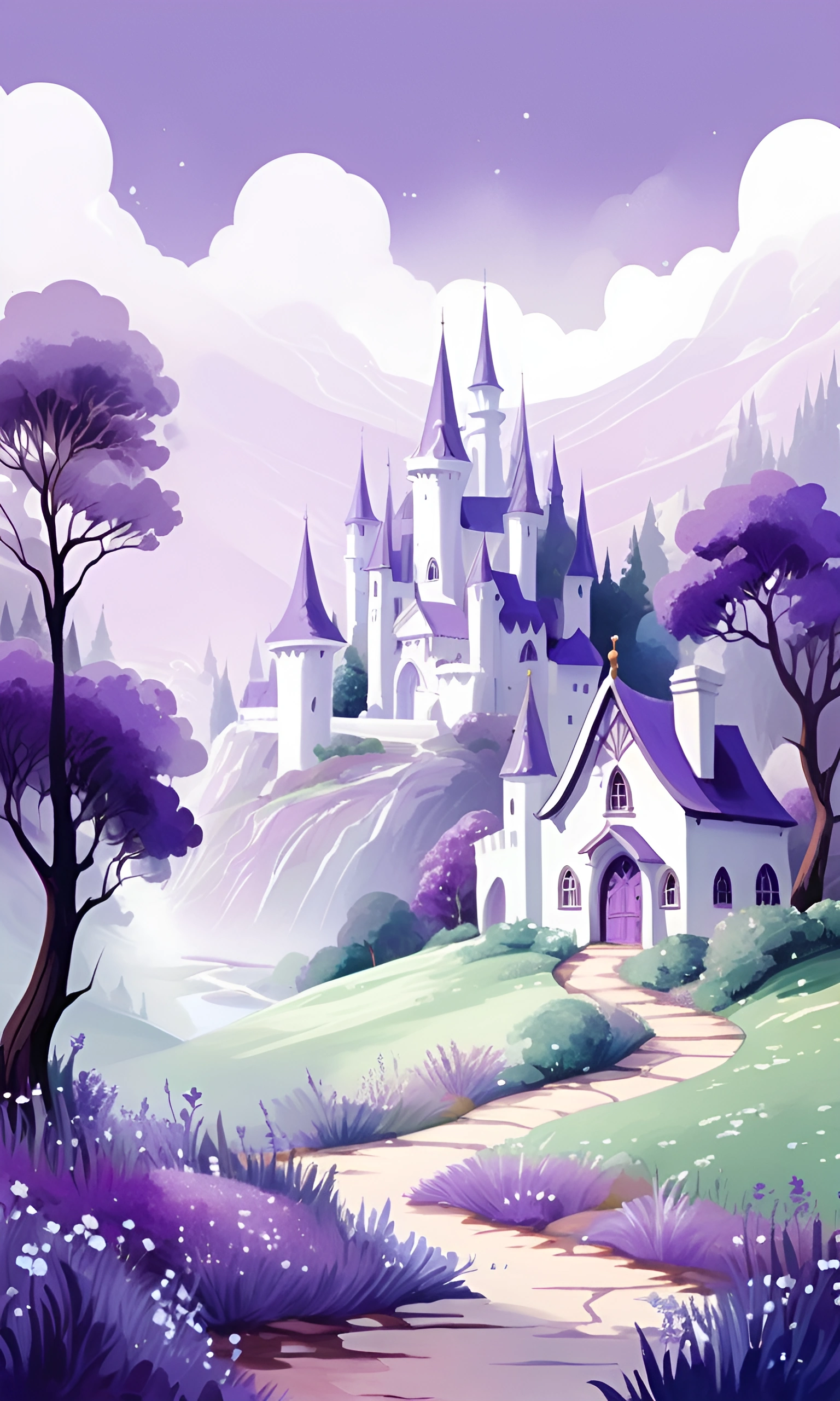 Fantasy Castle in a Purple Landscape - Free Download - AI Scribbles