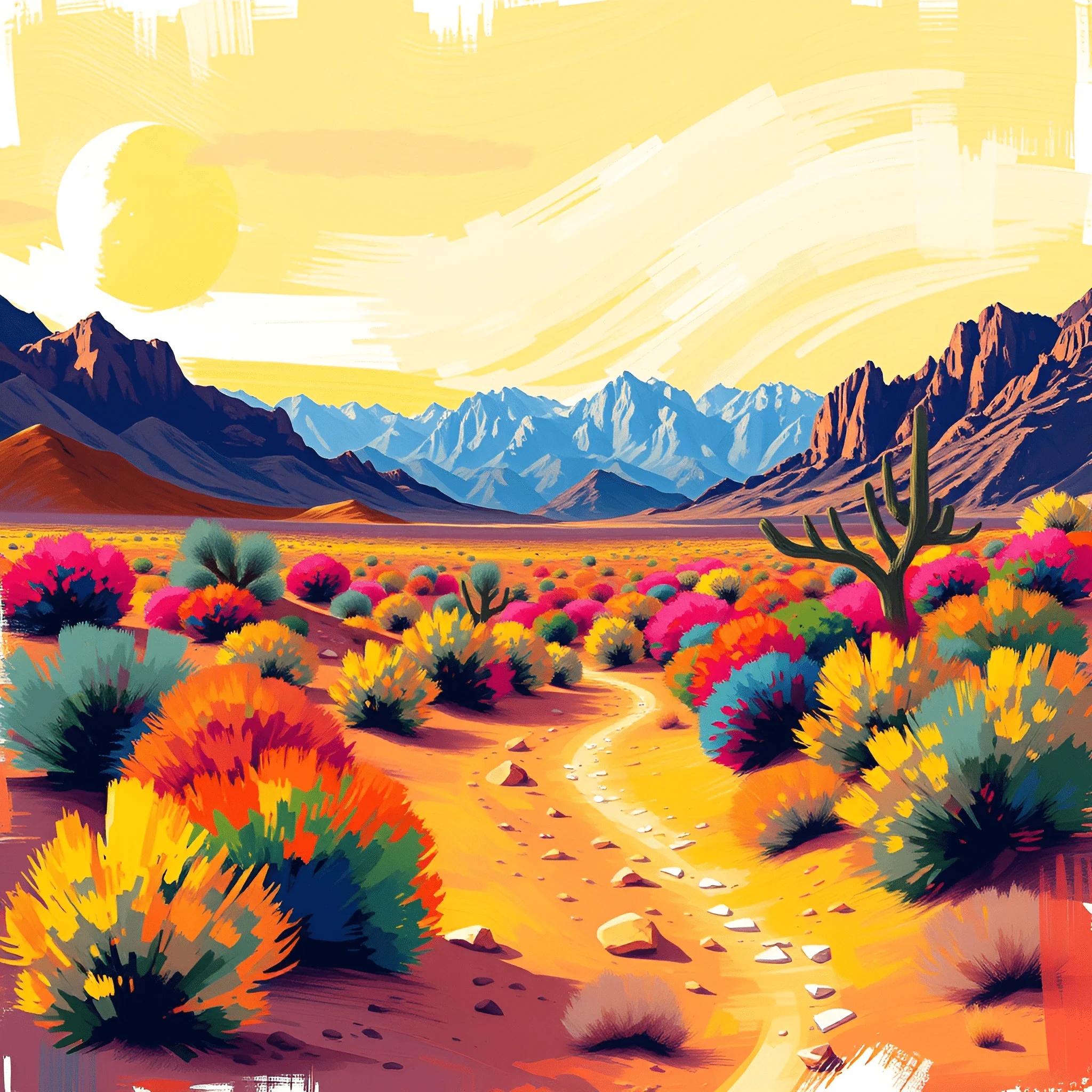 Colorful Desert Landscape with Mountain Range - Free Download - AI ...
