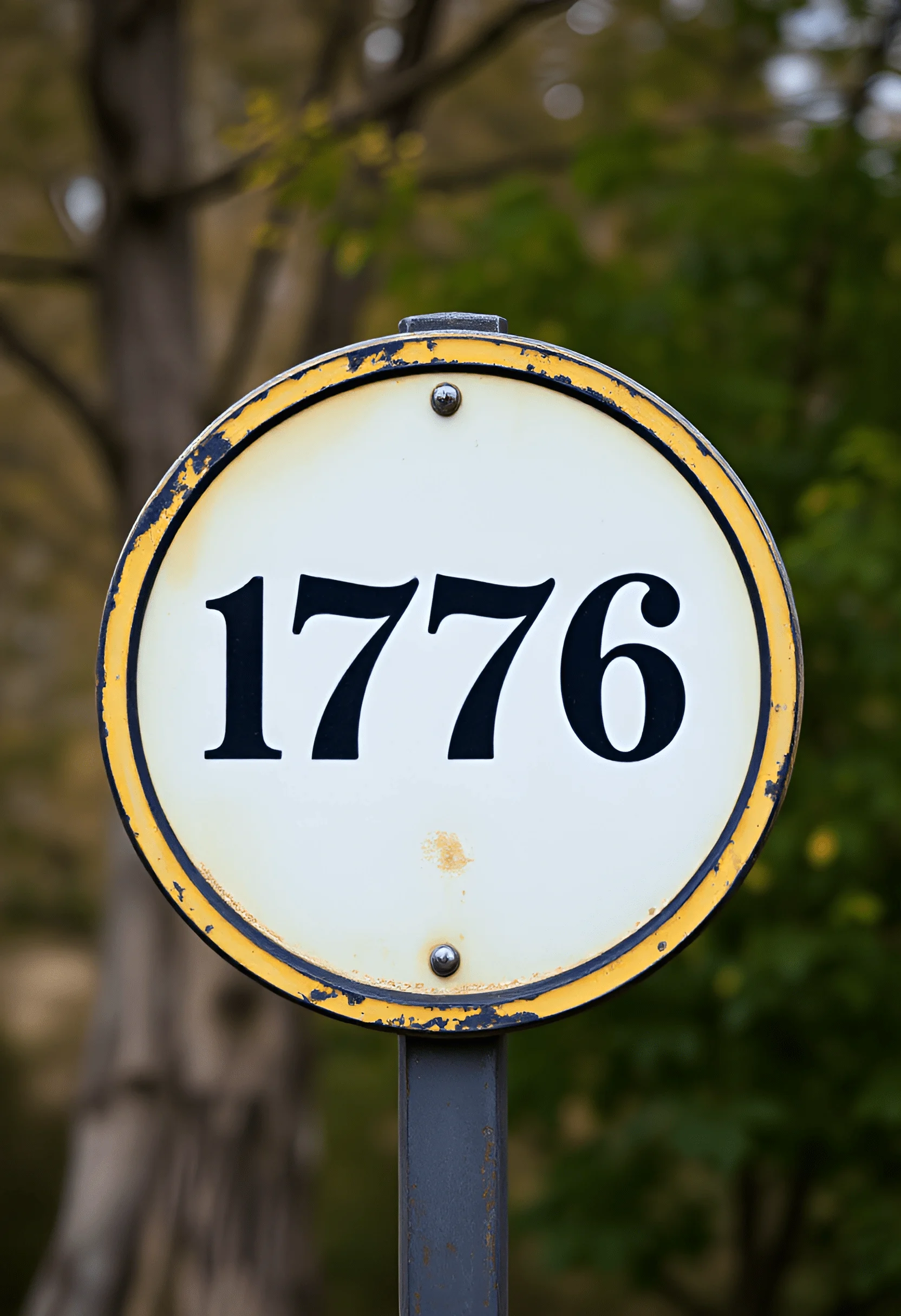 Round Vintage Street Number Sign 1776 - Free Download - AI Scribbles