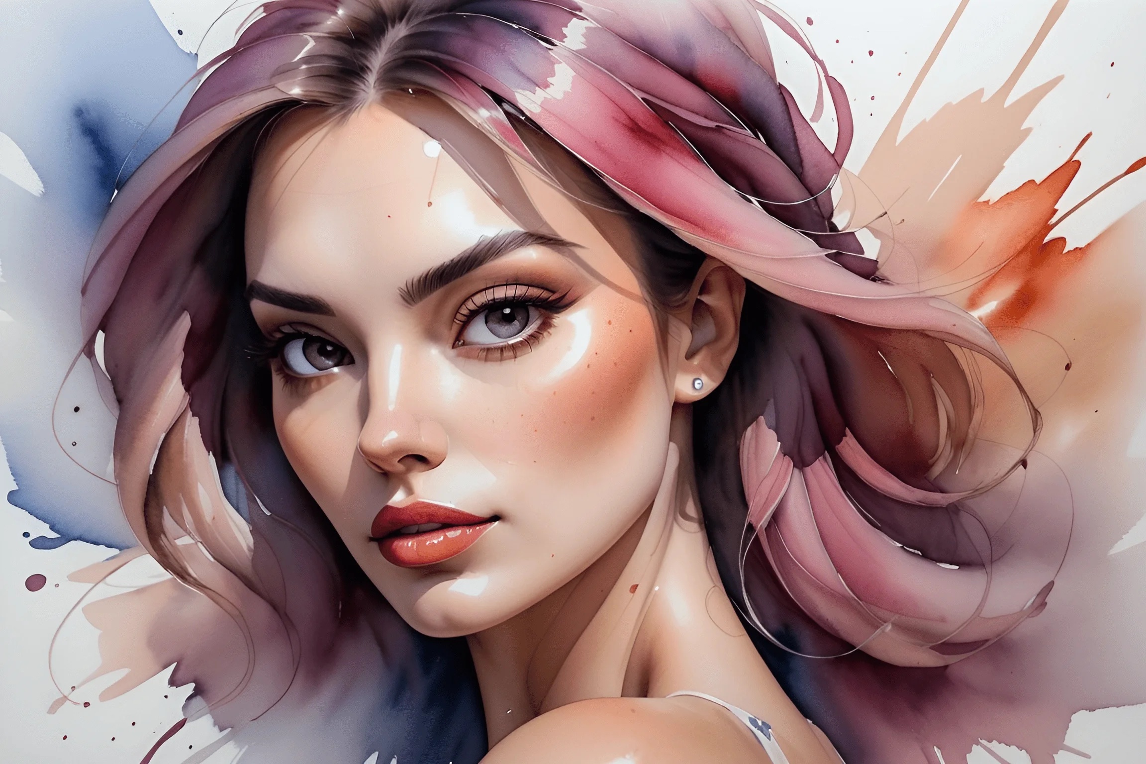 Watercolor Portrait of a Young Woman - Free Download - AI Scribbles