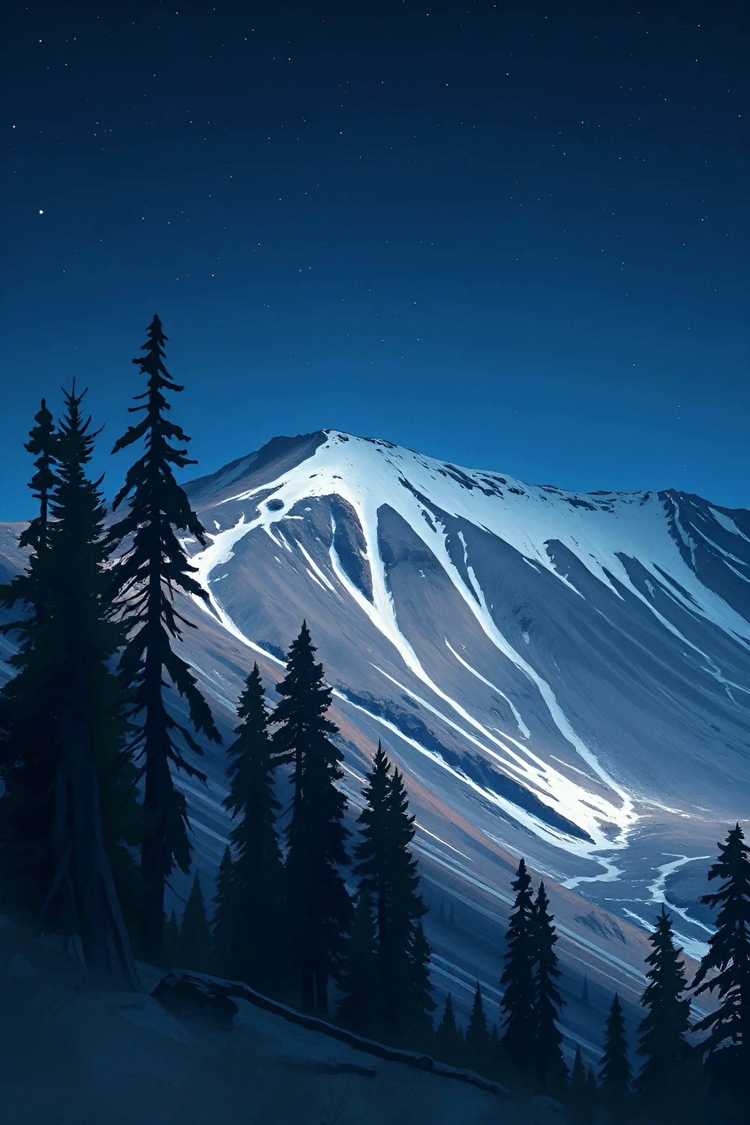 Snow-Capped Mountain Under Night Sky - Free Download - AI Scribbles