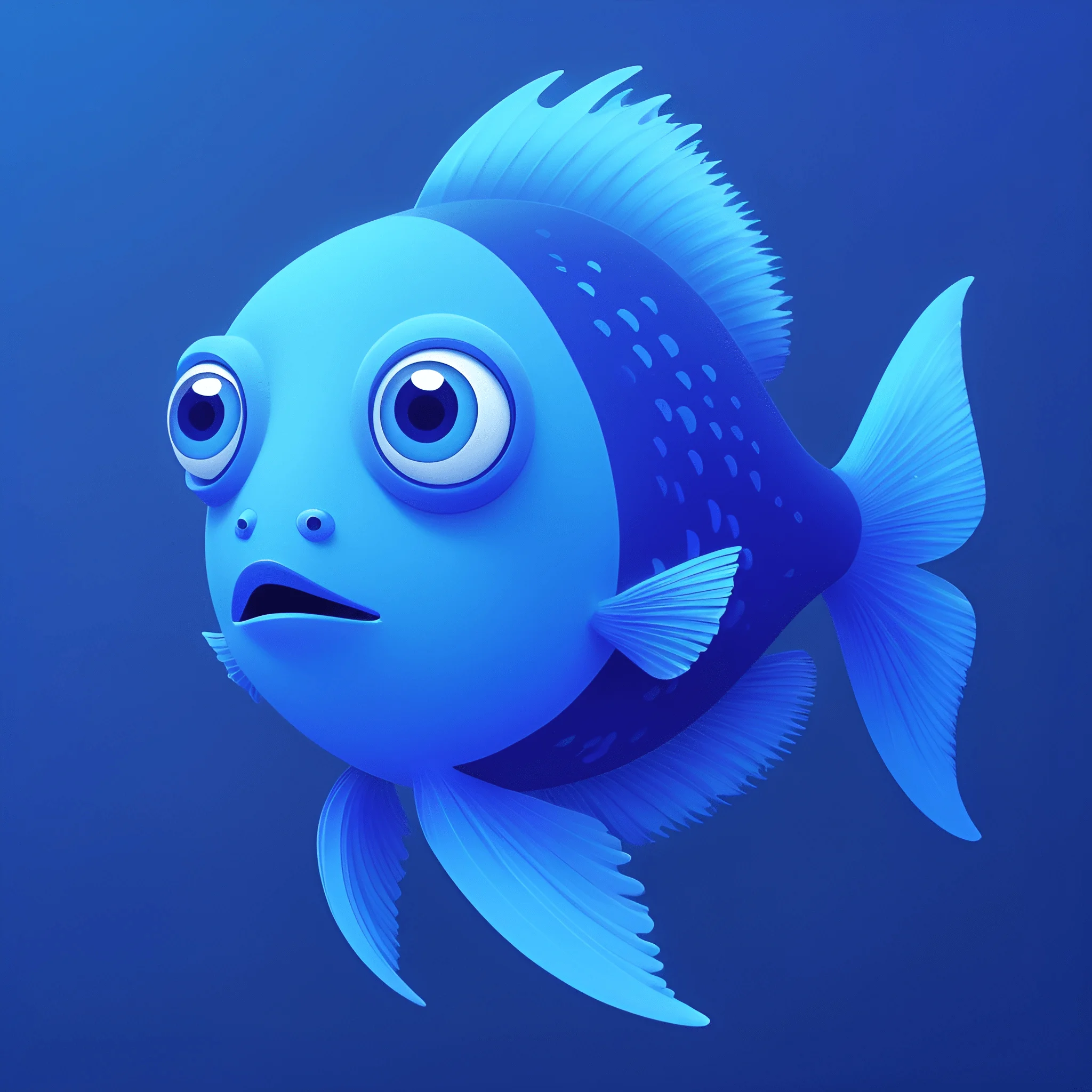 Blue Cartoon Fish in Digital Art - Free Download - AI Scribbles