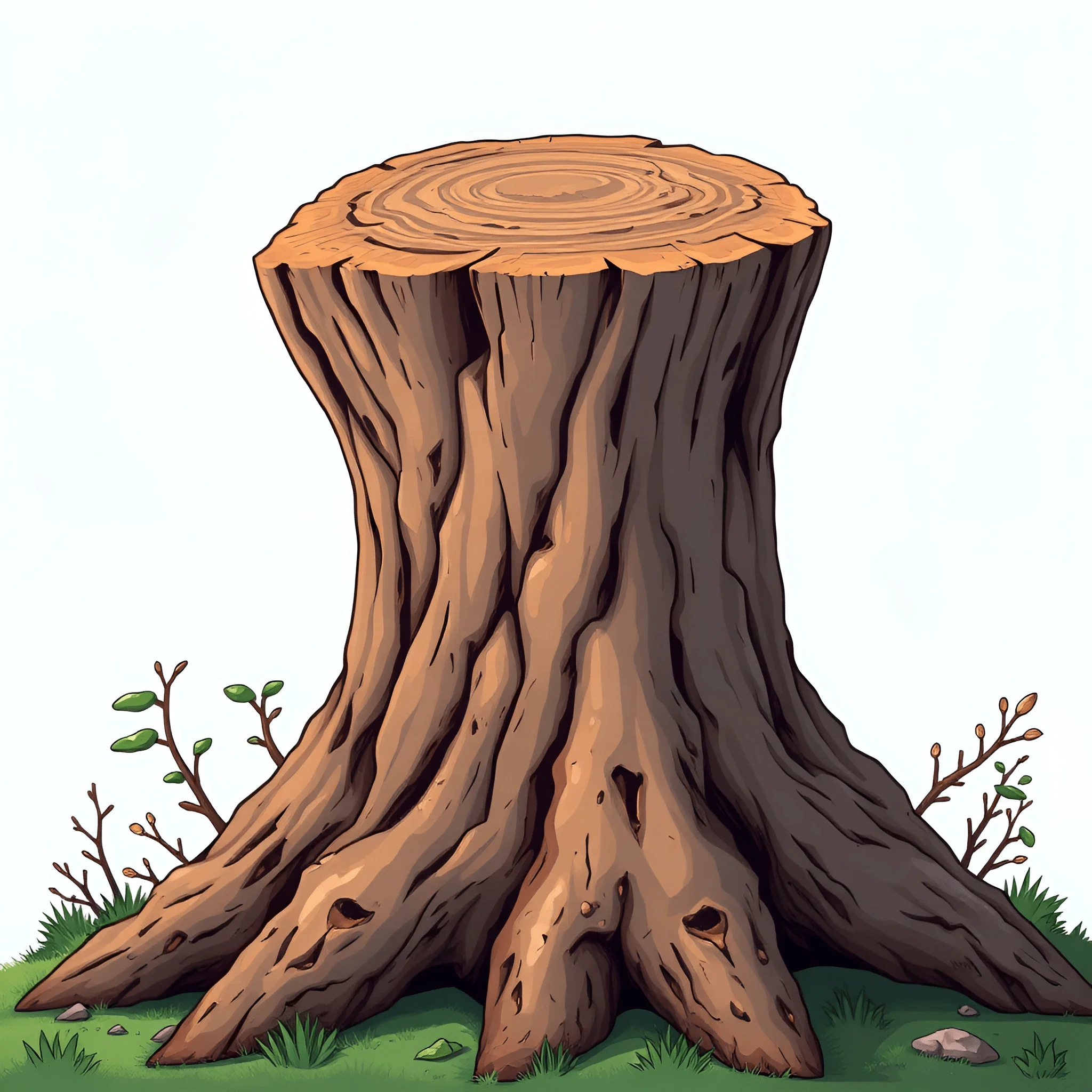Scribbles Roots Detailed Illustration of a Tree Stump with Roots and Foliage - Free ...