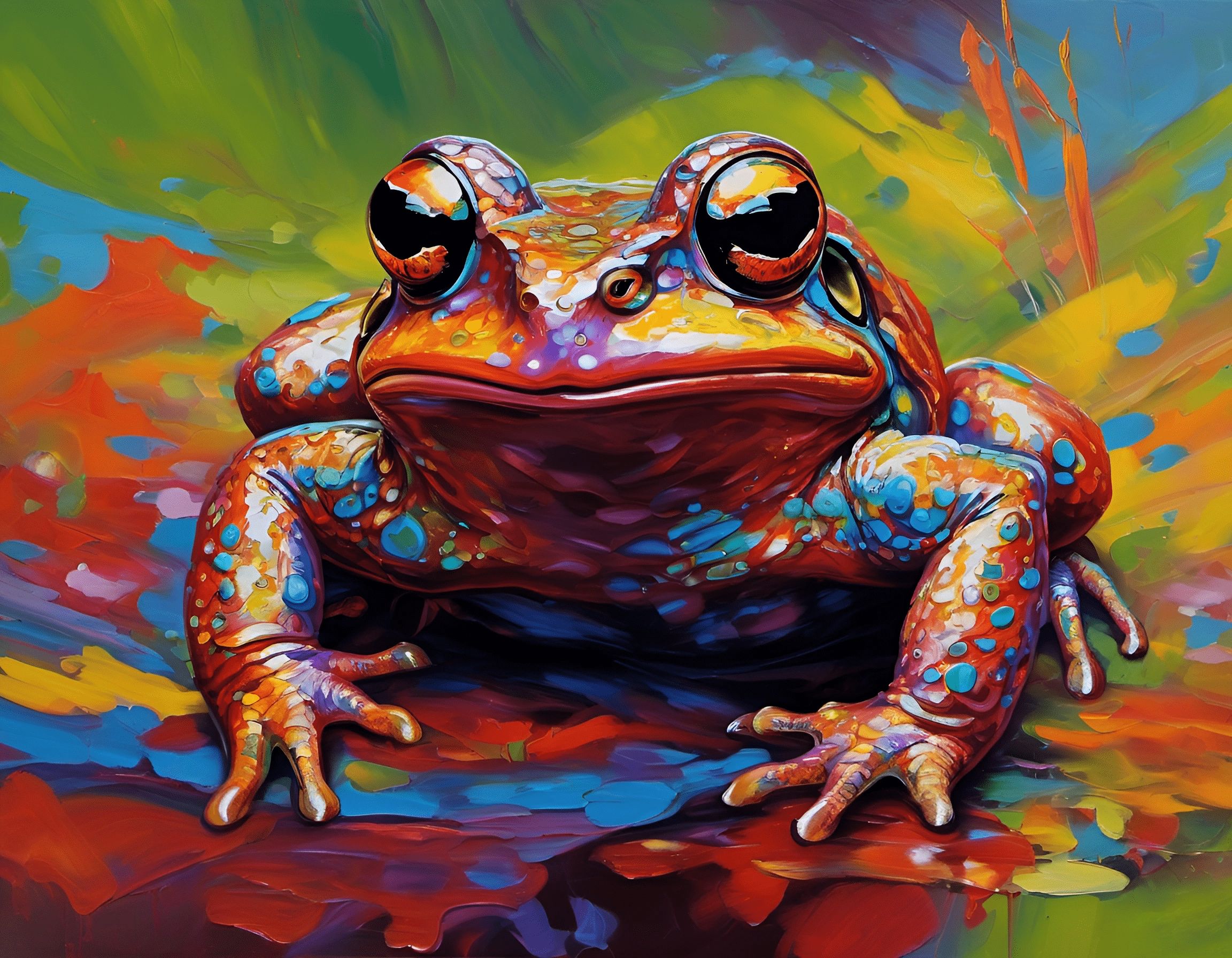 Frog Protrait Vivid Artistic Frog Portrait - Free Download - AI Scribbles